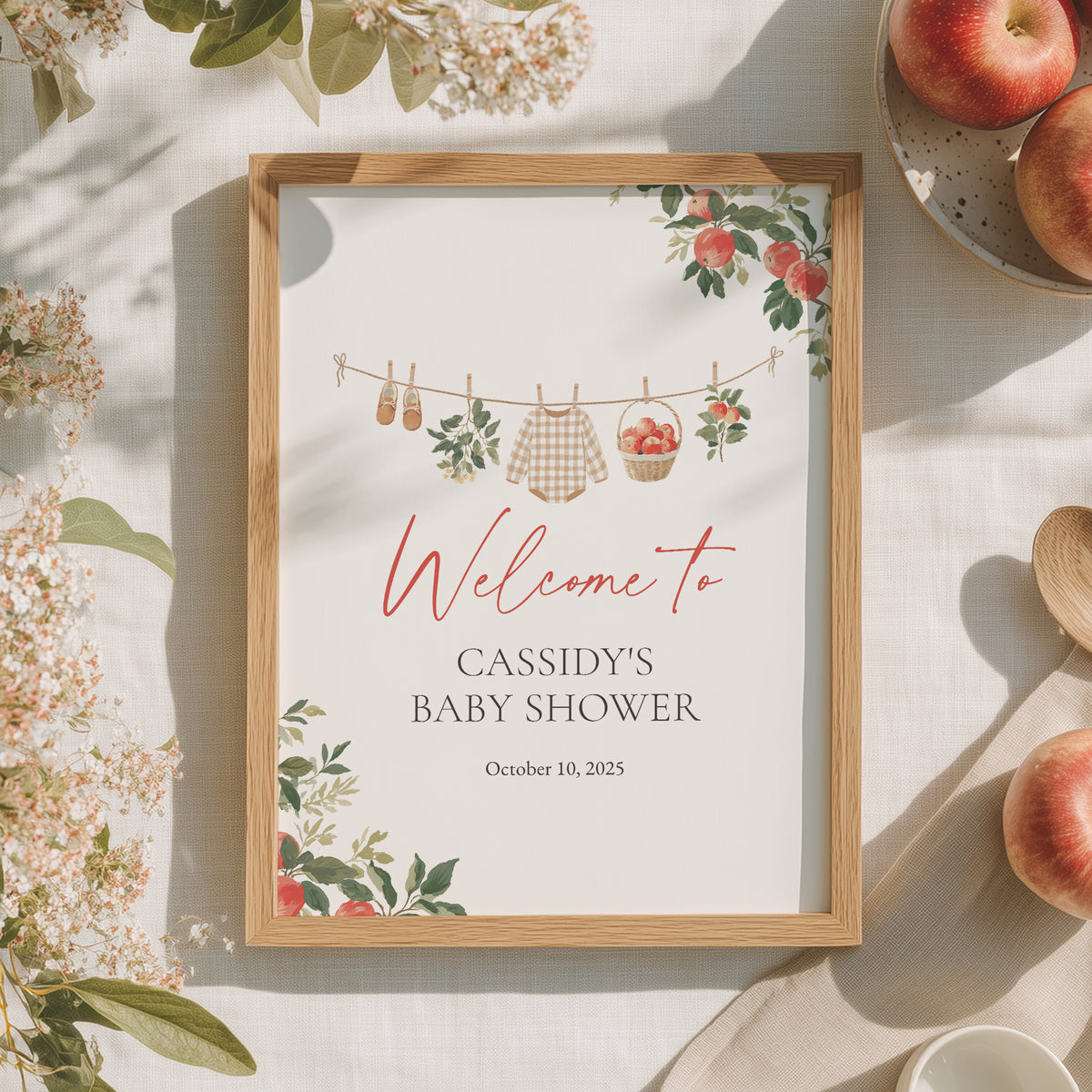 Apple Baby Shower Welcome Sign Template