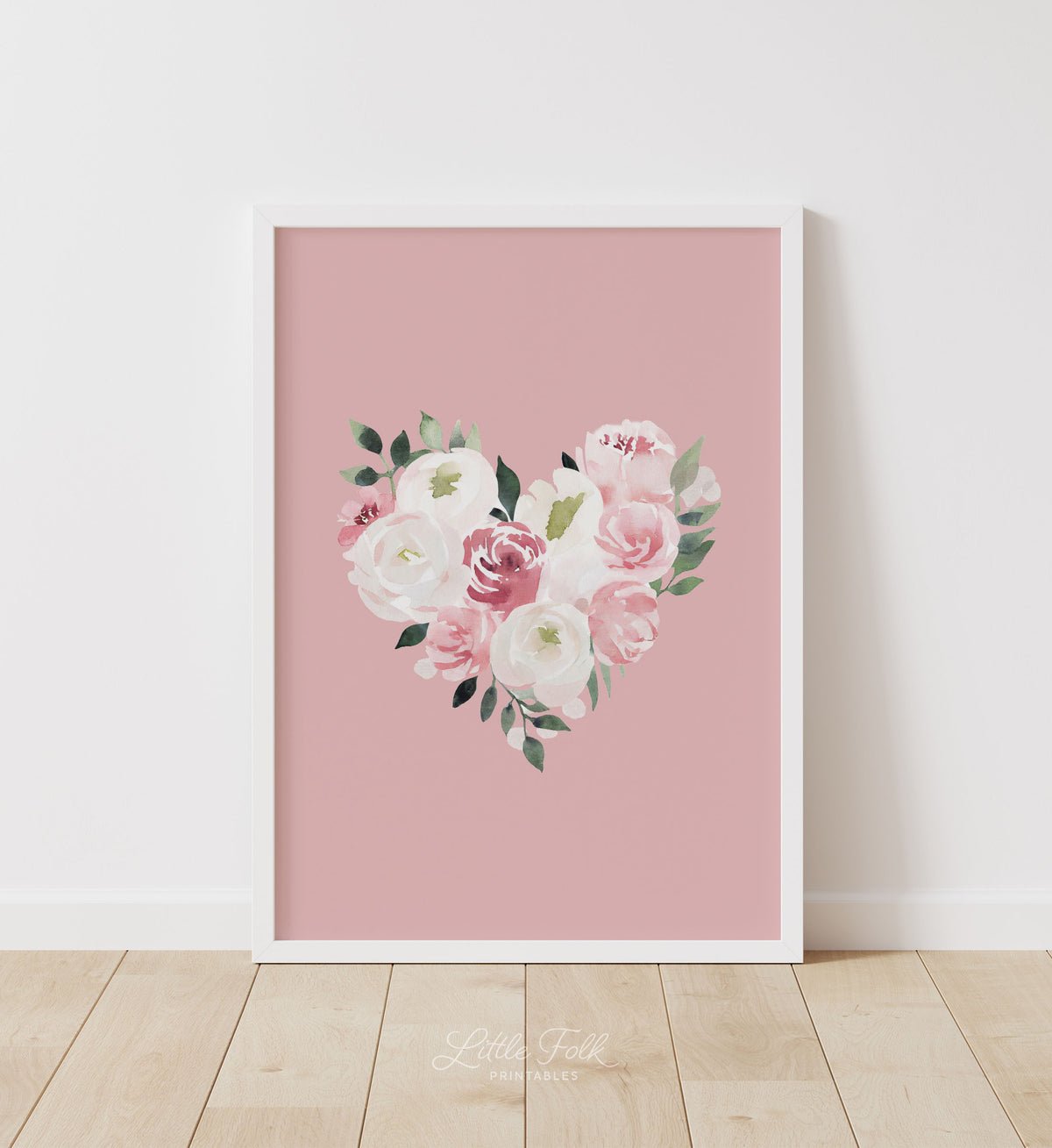 Pink Floral Heart Print