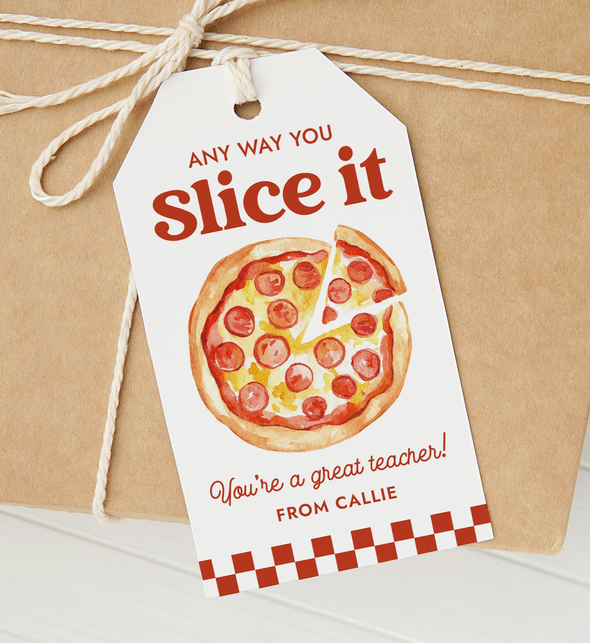 Pizza Teacher Appreciation Tag Template