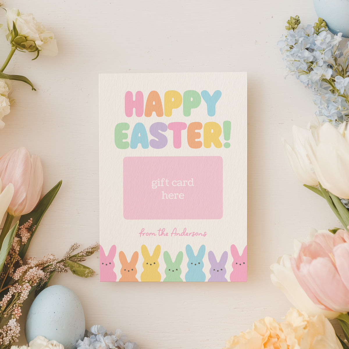 Pastel Bunnies Happy Easter Gift Card Holder