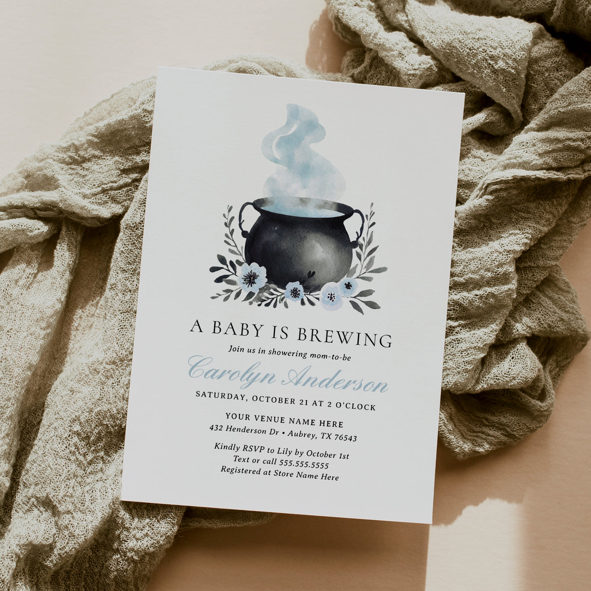 A Baby is Brewing Boy Baby Shower Invitation Template