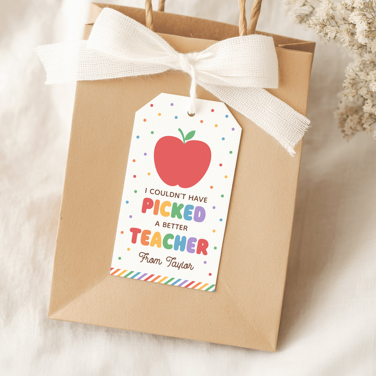 Apple Teacher Appreciation Tag Template
