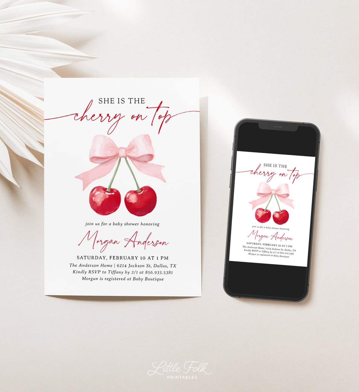 Cherry Baby Shower Invitation