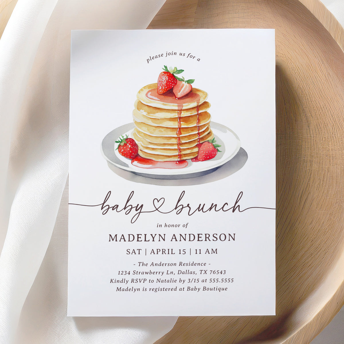 Pancake Brunch Baby Shower Invitation Template