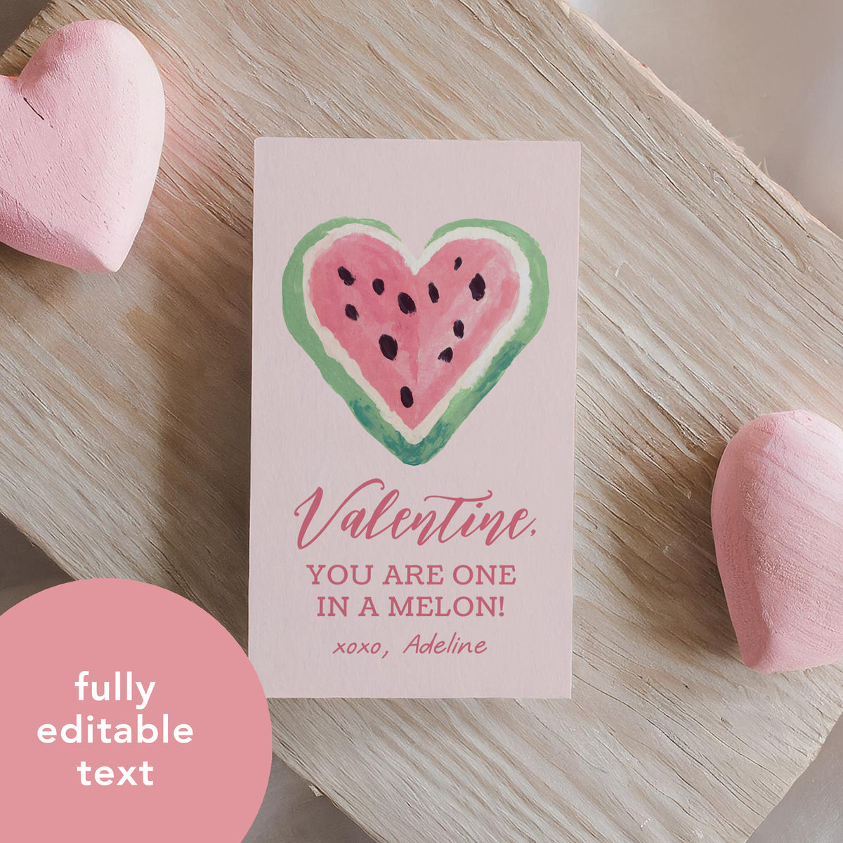 Watermelon Valentine&#39;s Tag Template