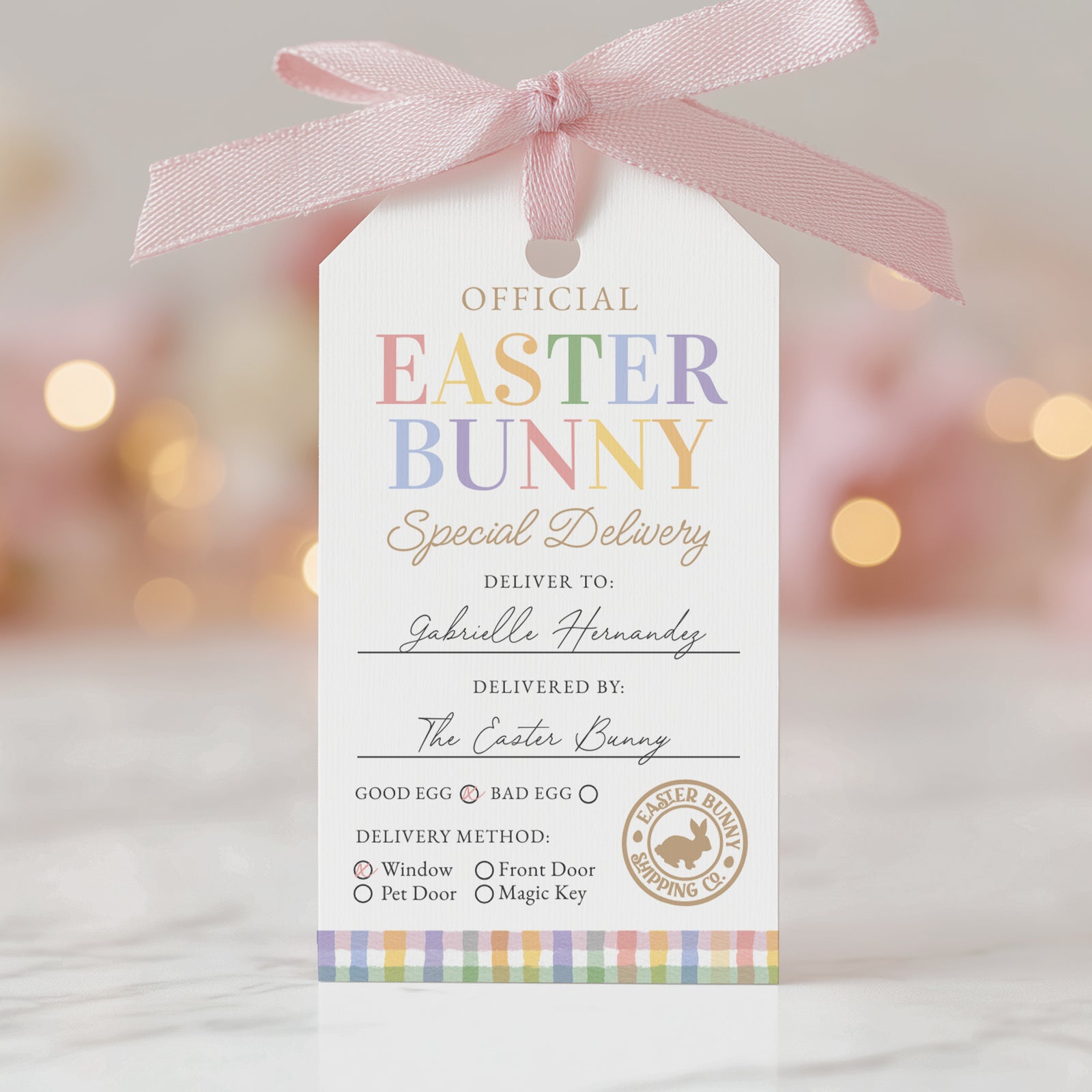 Gingham Easter Delivery Tag