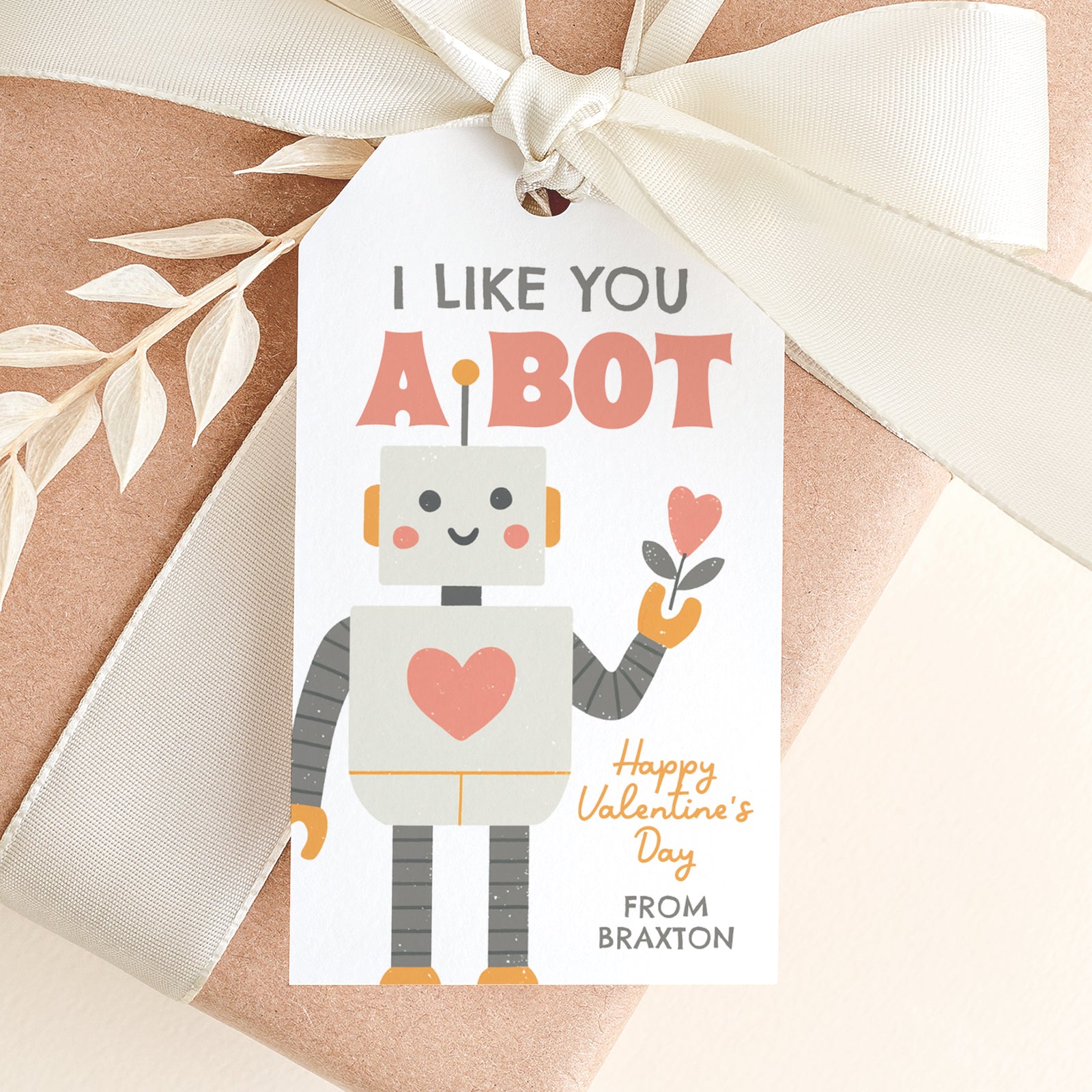 Robot Valentine's Tag Template