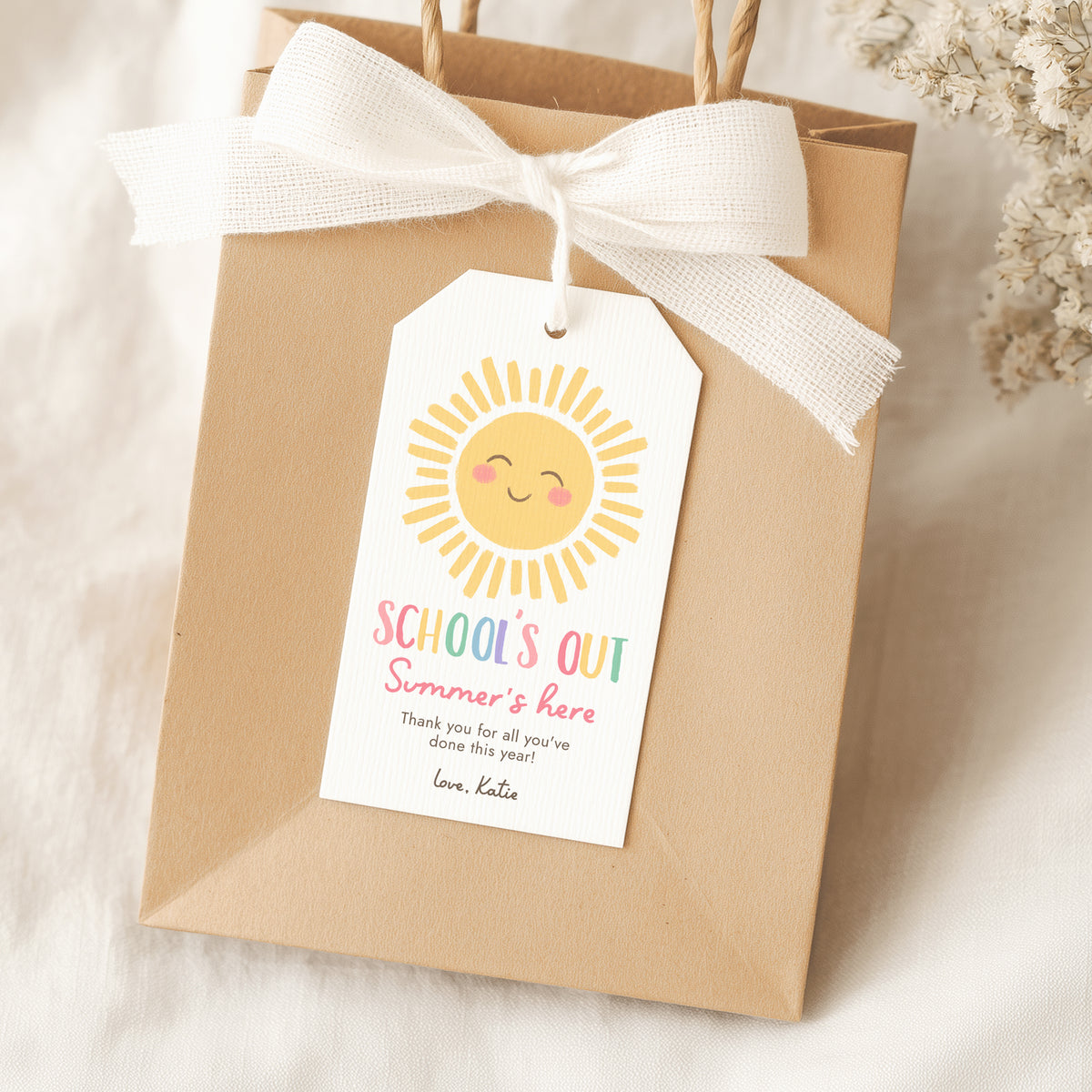 Happy Sun Teacher Appreciation Tag Template