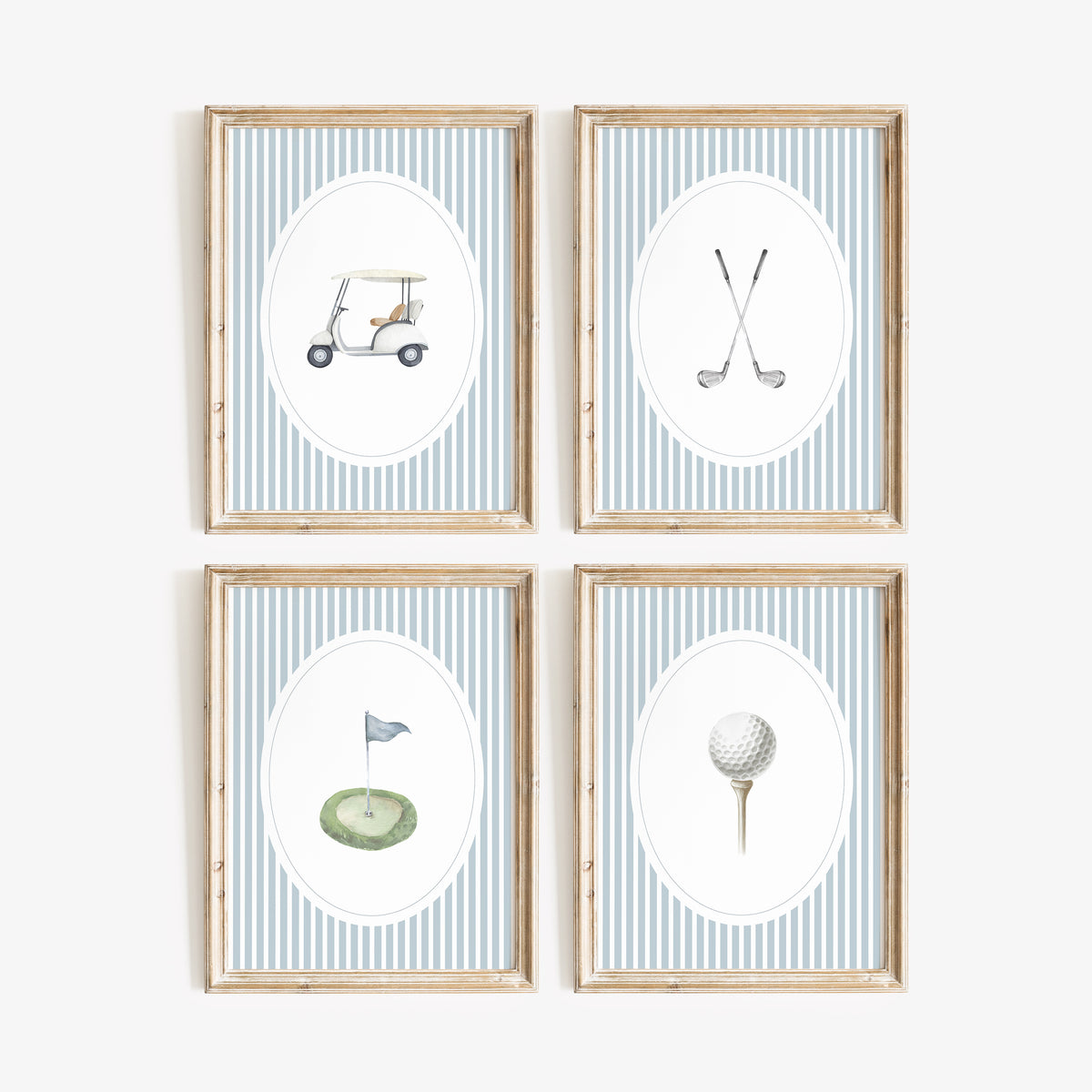Blue Vintage Golf Prints - Set of 4