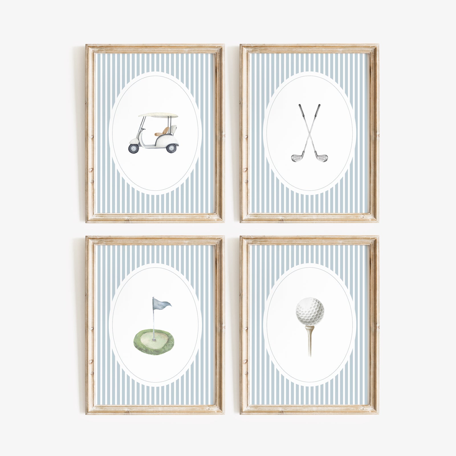 Blue Vintage Golf Prints - Set of 4
