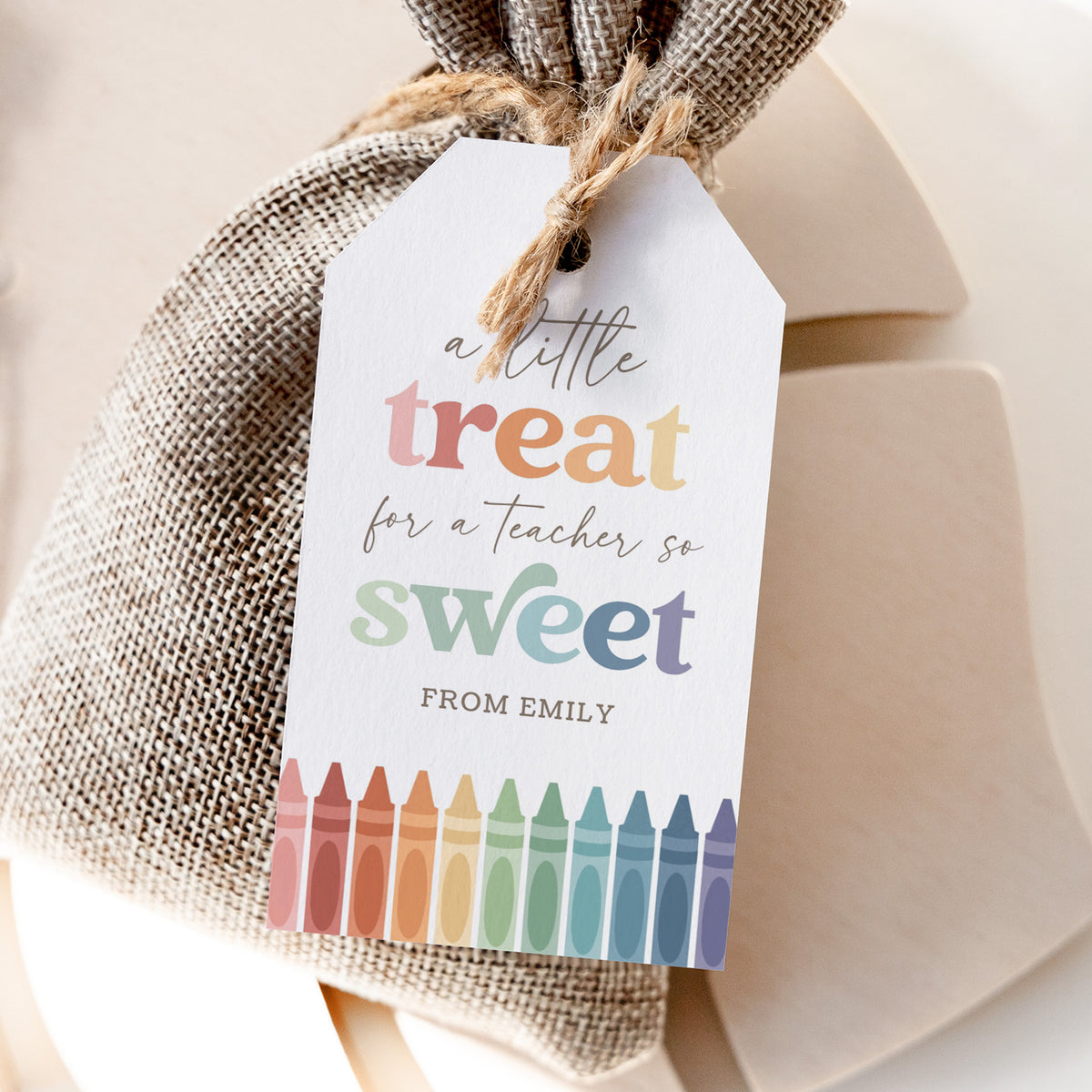 Little Treat Crayon Teacher Appreciation Tag Template