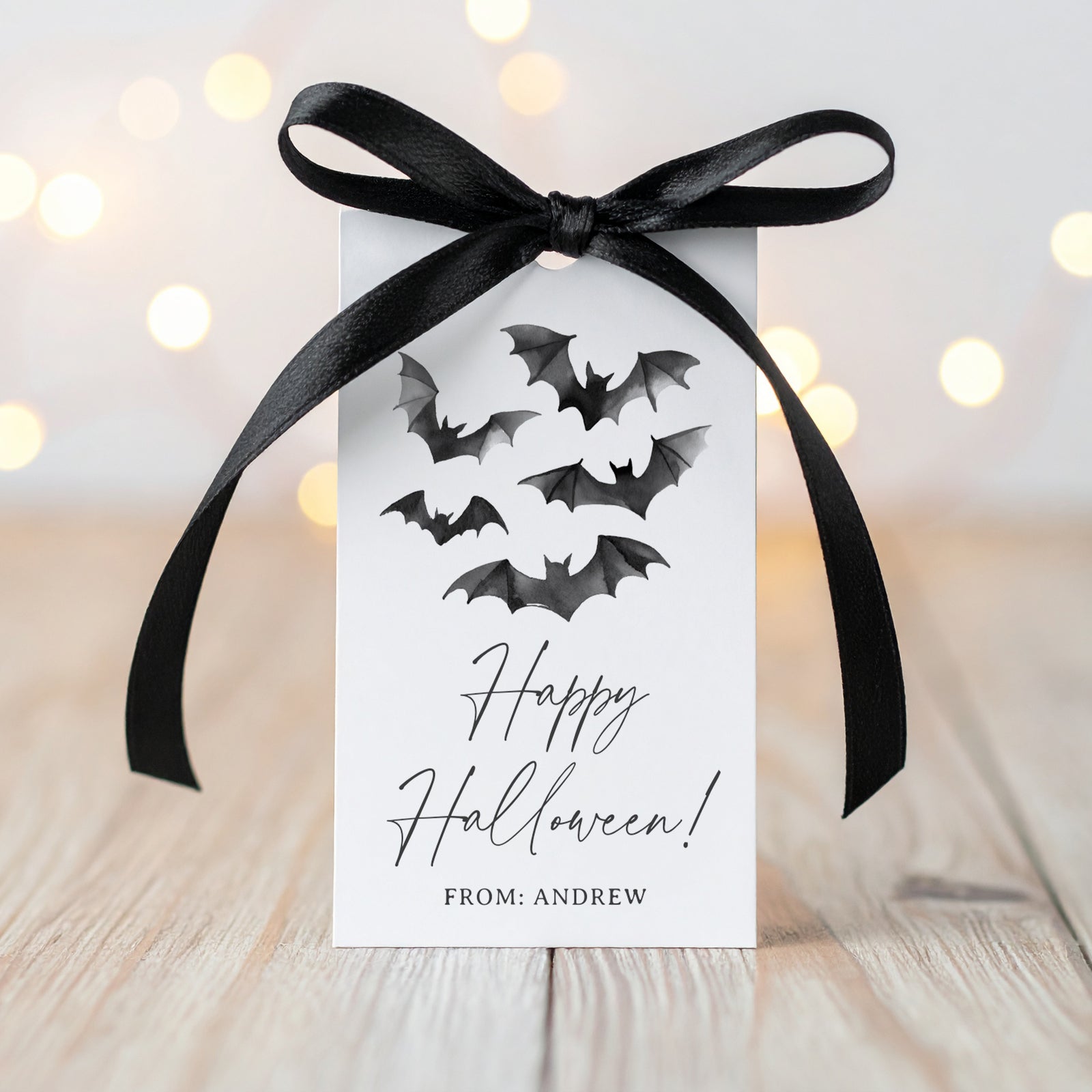 Halloween Tag Template (Watercolor Bats)