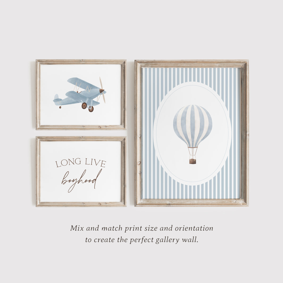 Vintage Blue Travel Nursery Wall Art - Set of 5