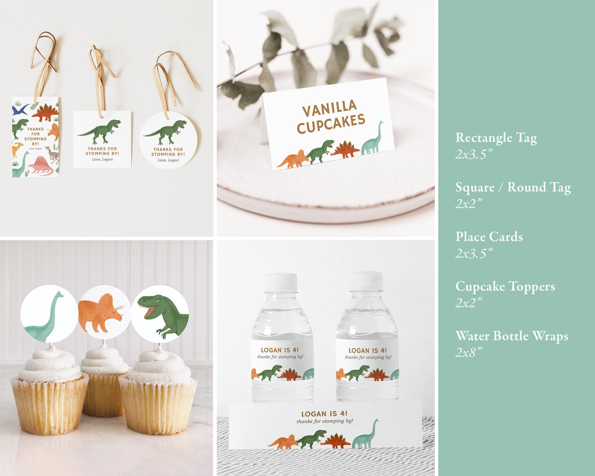 Editable Dinosaur 1st Birthday Bundle