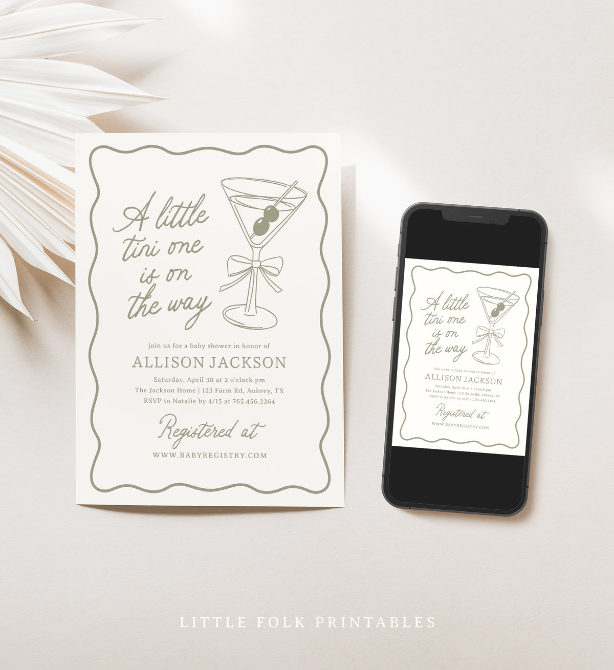 Martini Baby Shower Invitation