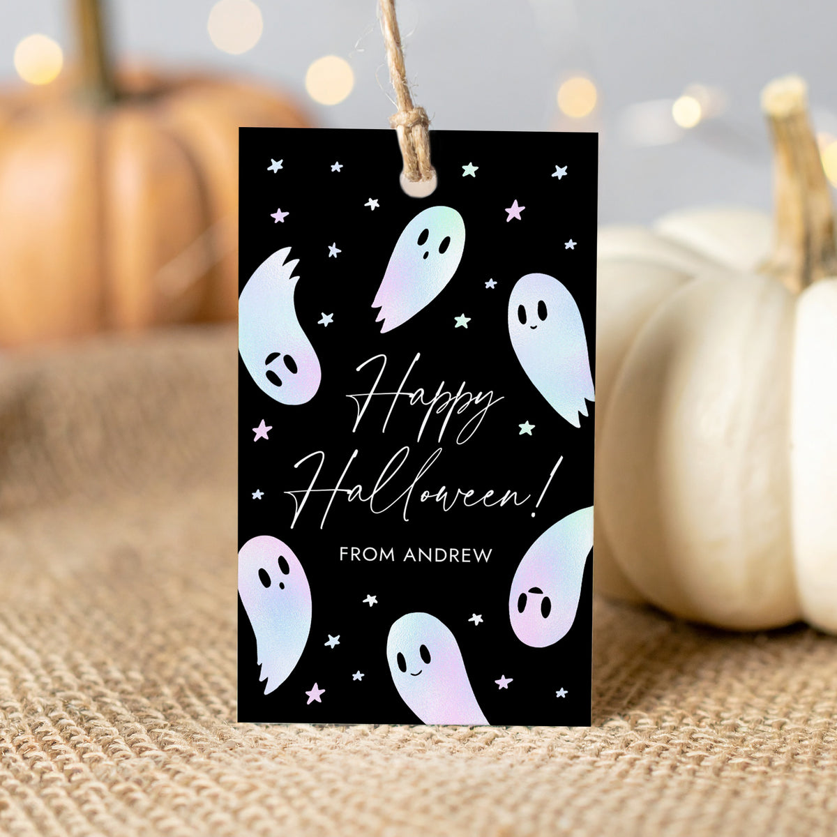 Halloween Tag Template (Holographic Ghosts)
