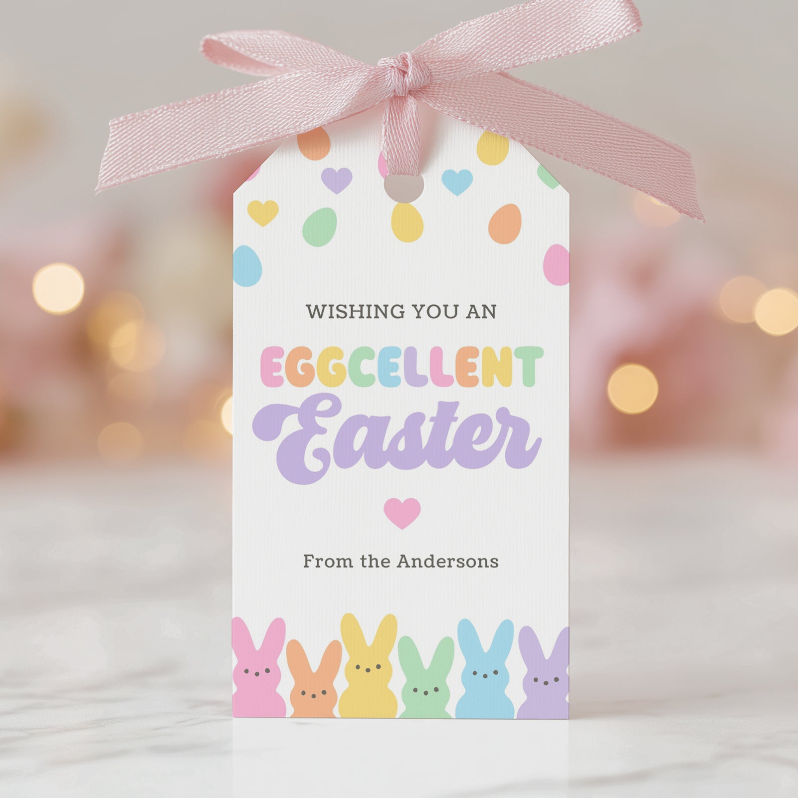 Pastel Bunny Eggcellent Easter Tag