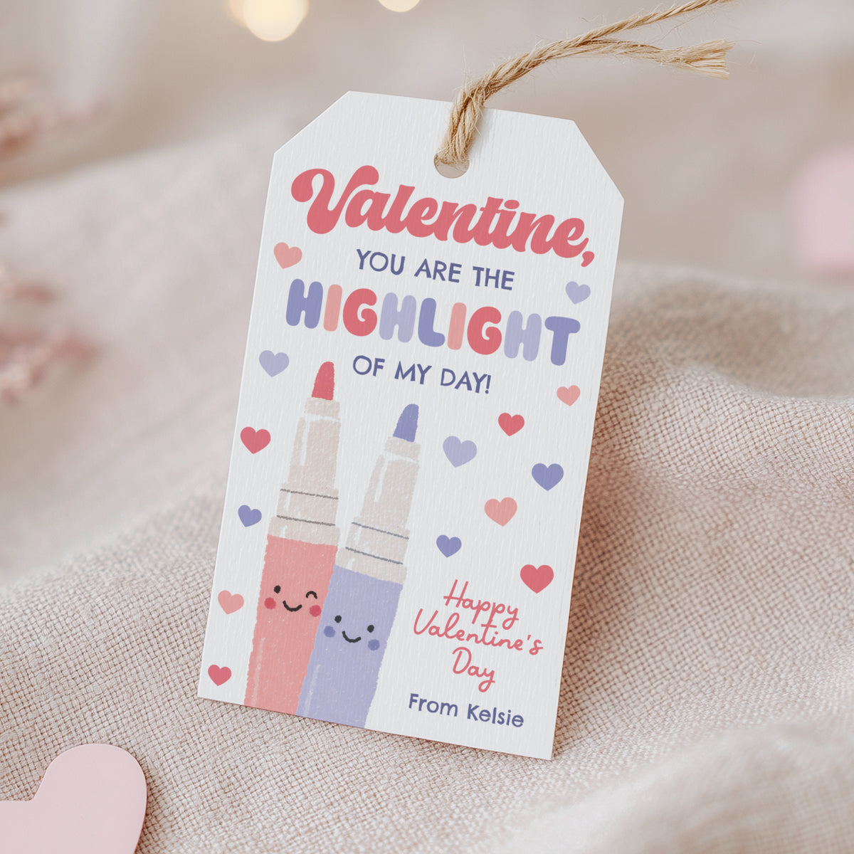 Highlighter Valentine's Tag Template