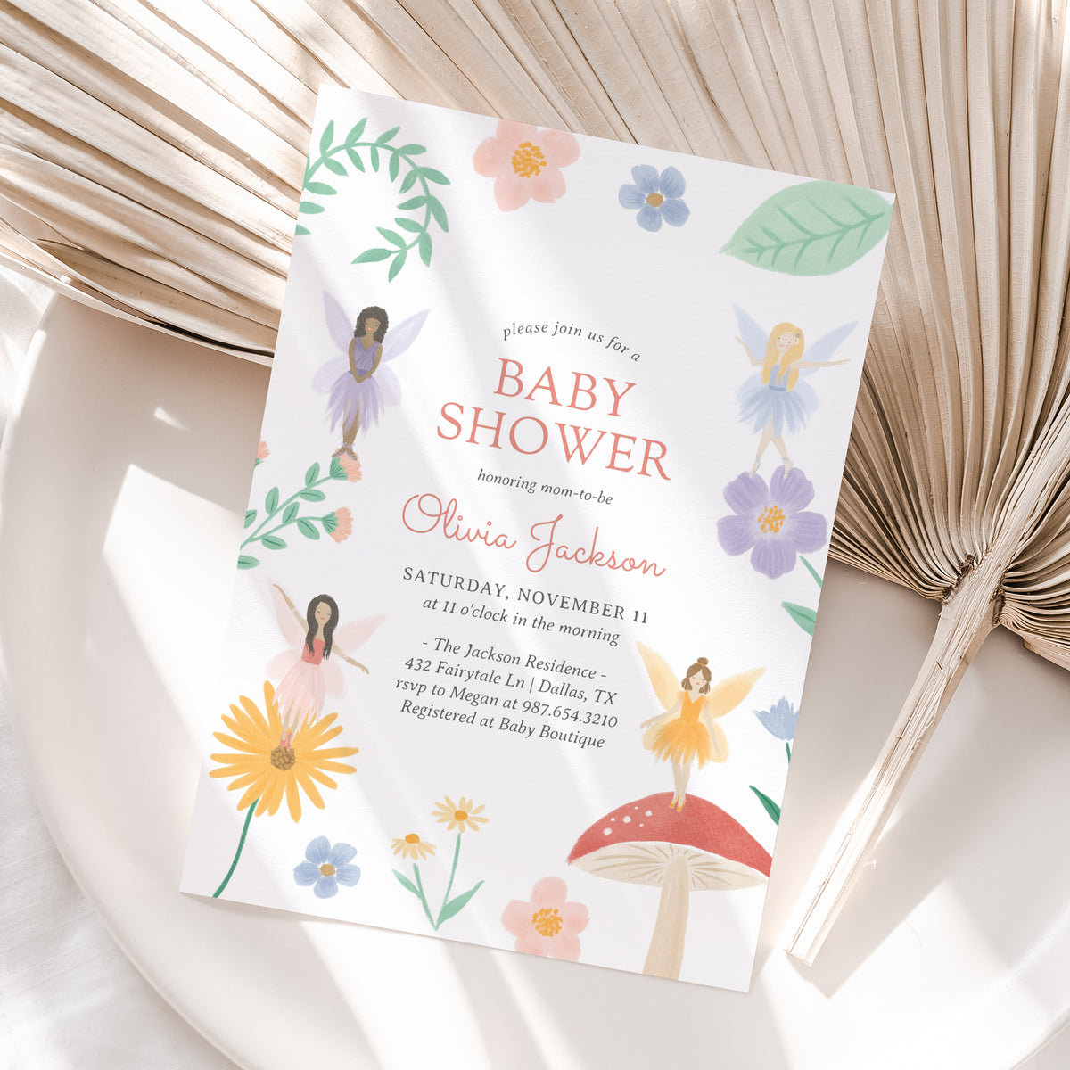 Fairy Garden Baby Shower Invitation