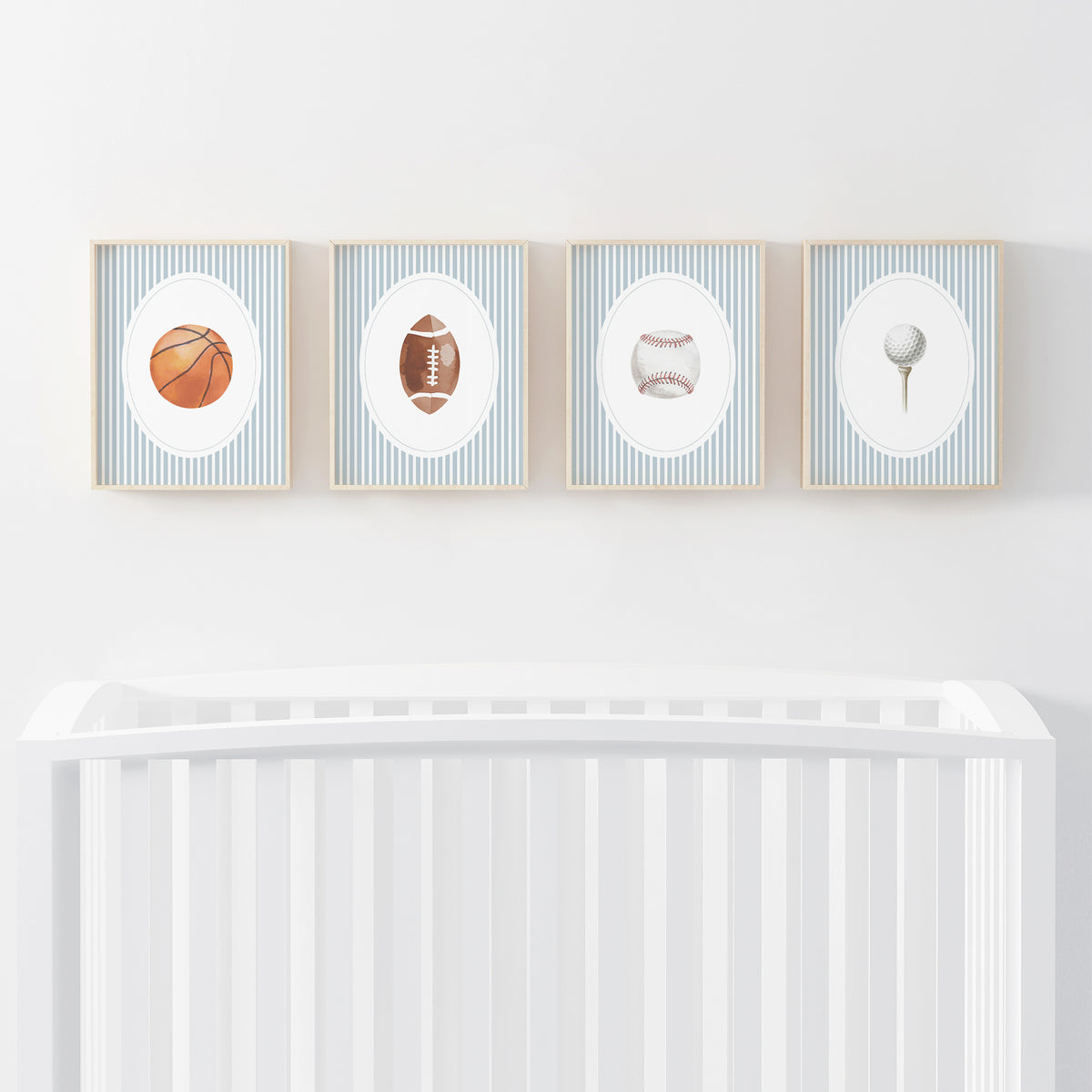 Blue Vintage Sports Prints v2 - Set of 4