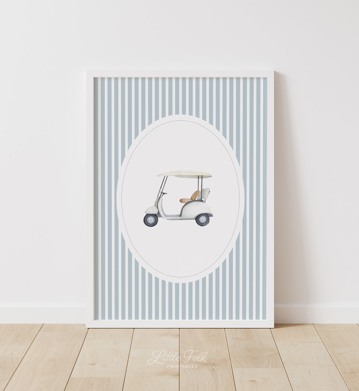 Blue Vintage Golf Cart Print