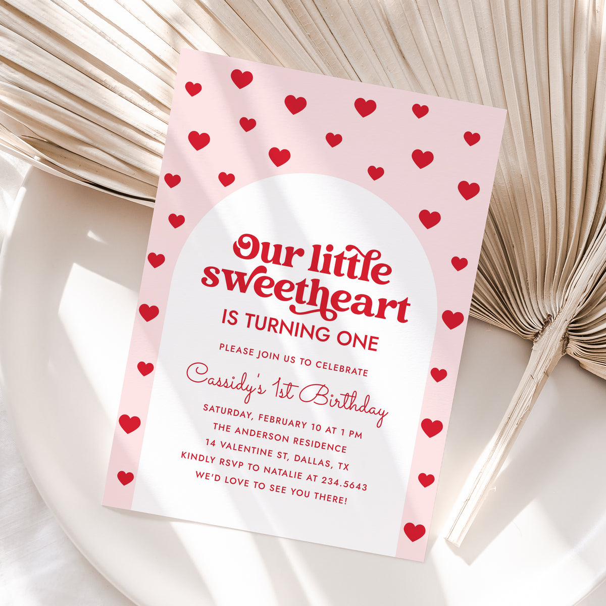 Little Sweetheart Arch Valentine&#39;s Birthday Invitation