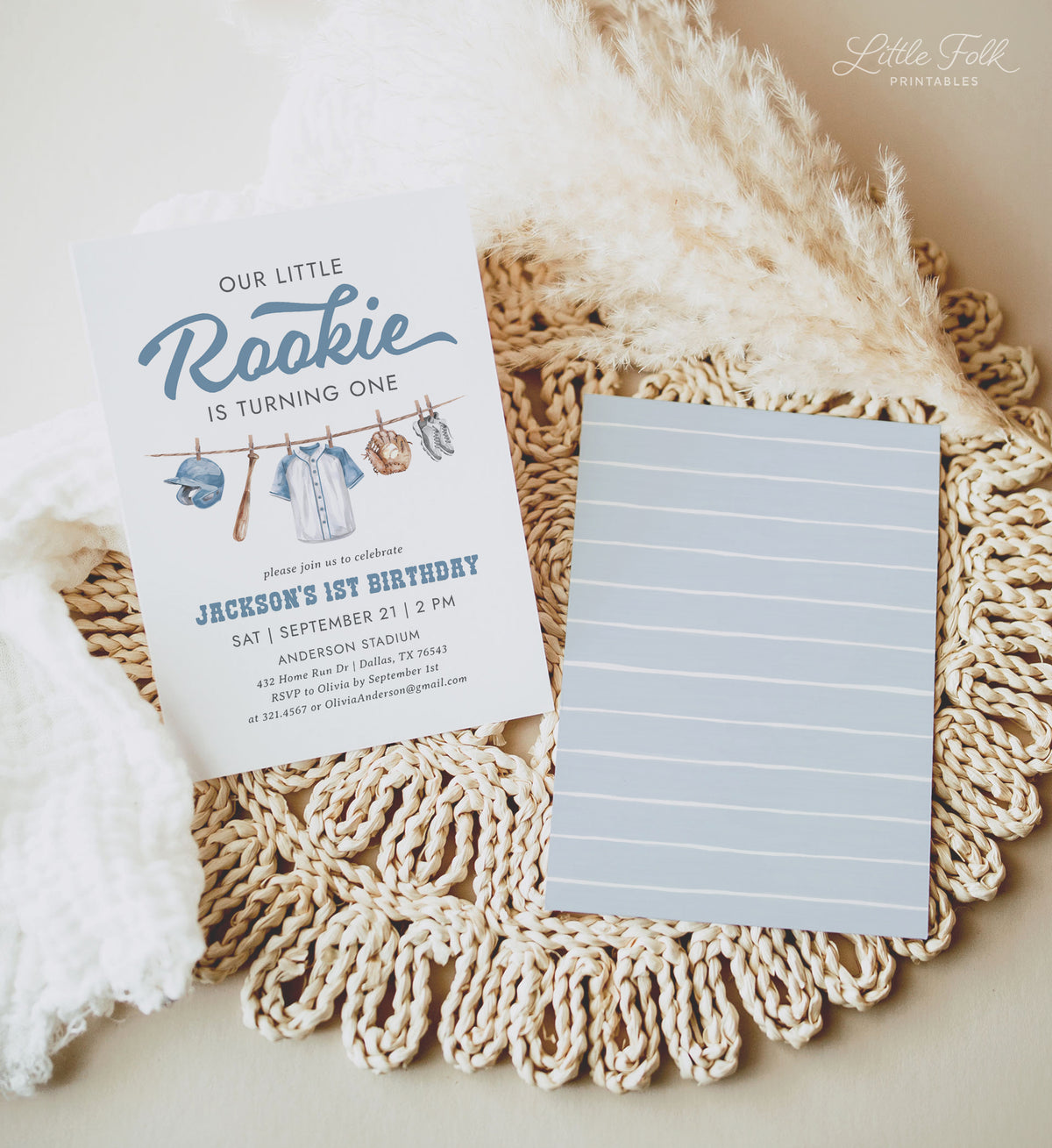 Baseball Clothesline Birthday Invitation Template