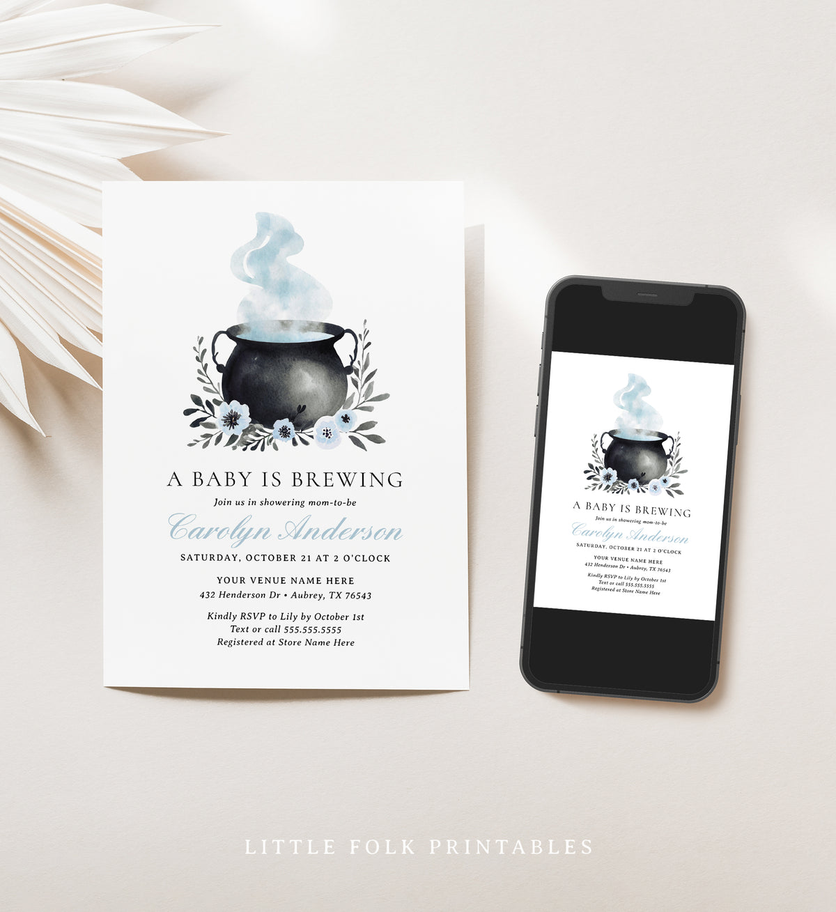 A Baby is Brewing Boy Baby Shower Invitation Template