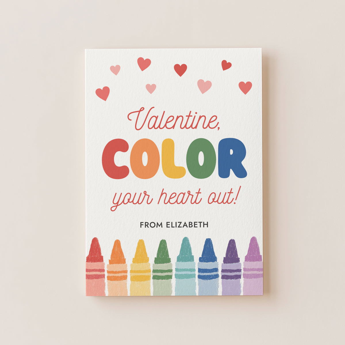 Crayon Valentine's Card Template