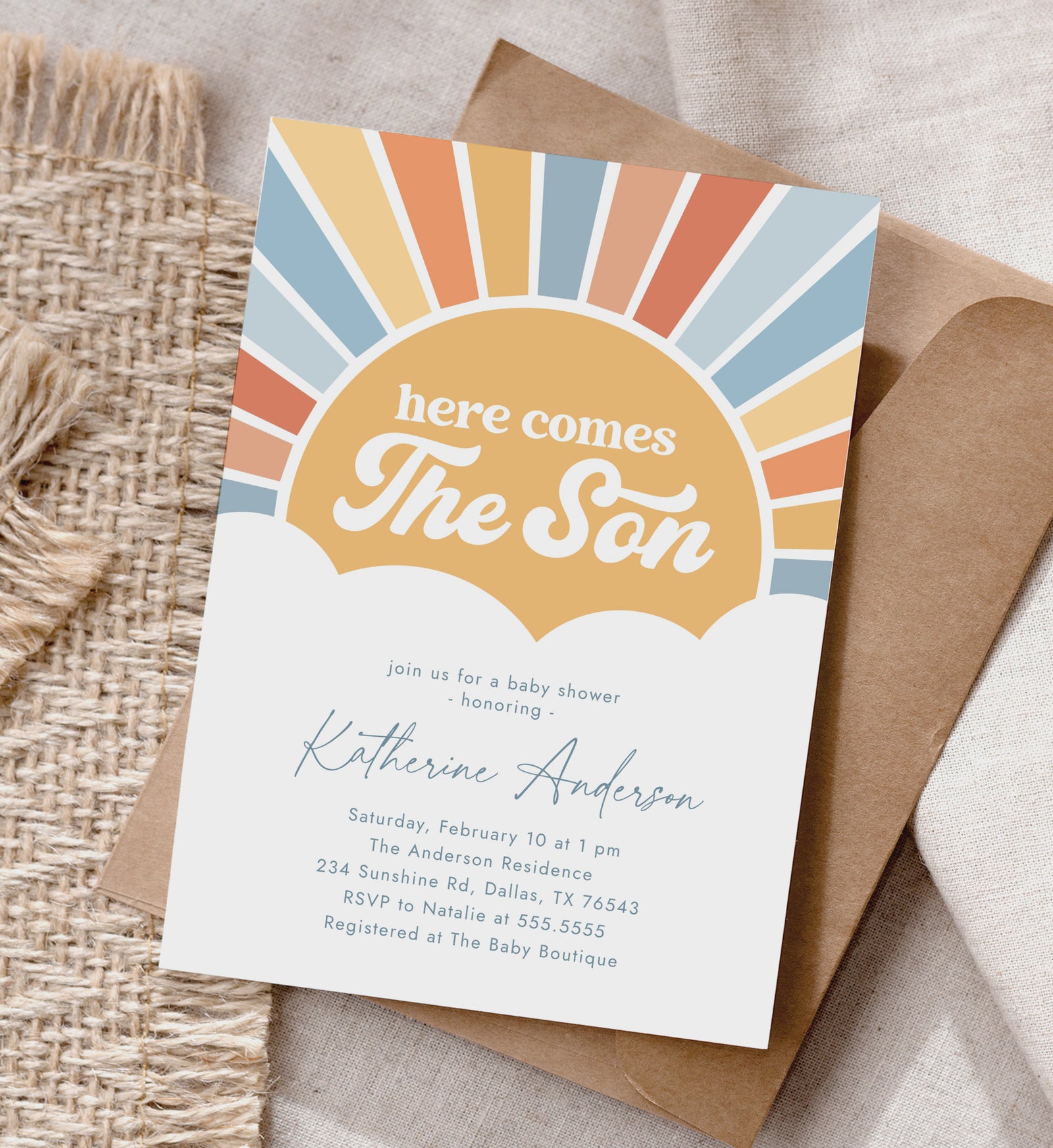 Here Comes the Son Baby Shower Invitation