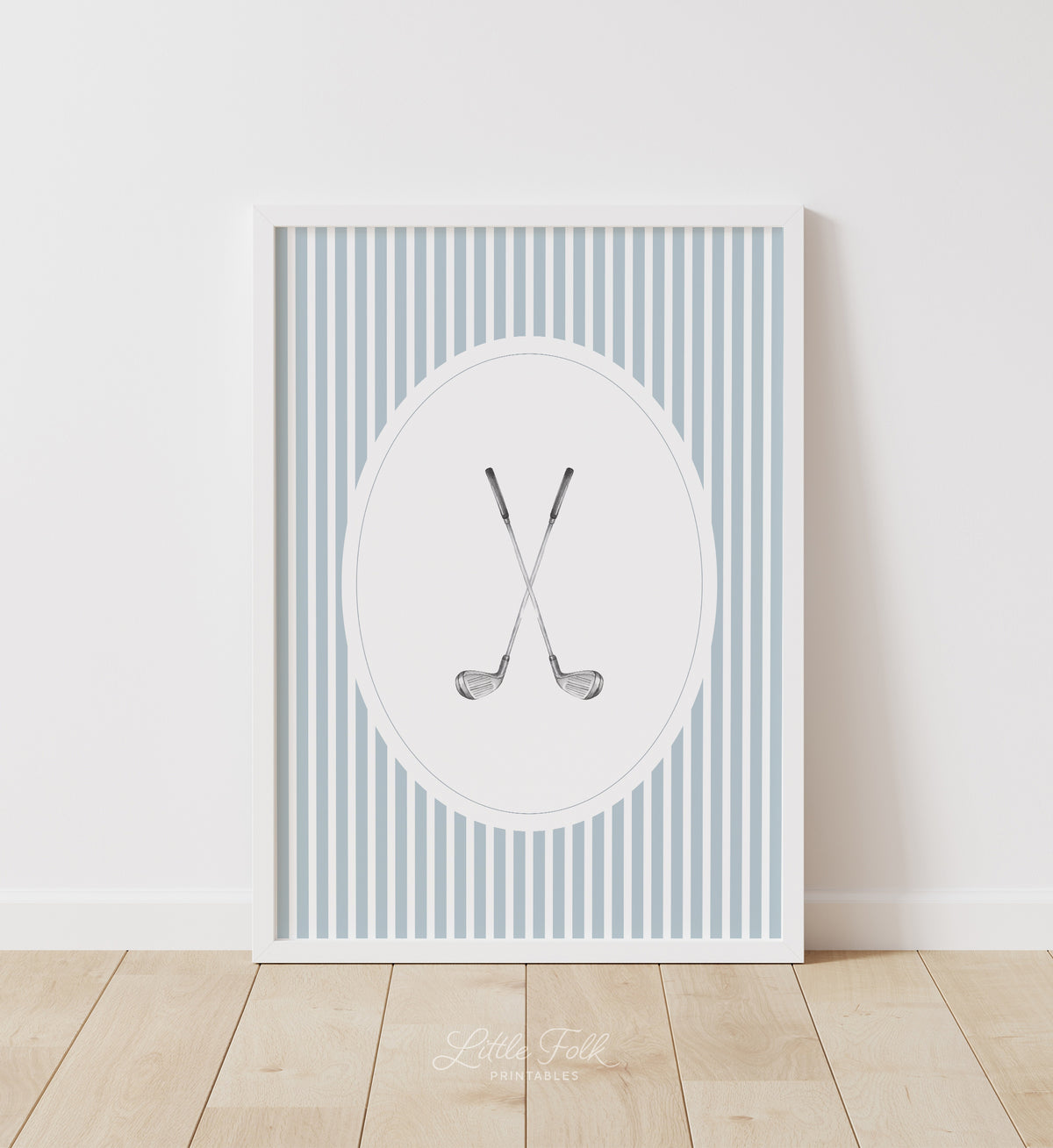 Blue Vintage Golf Clubs Print