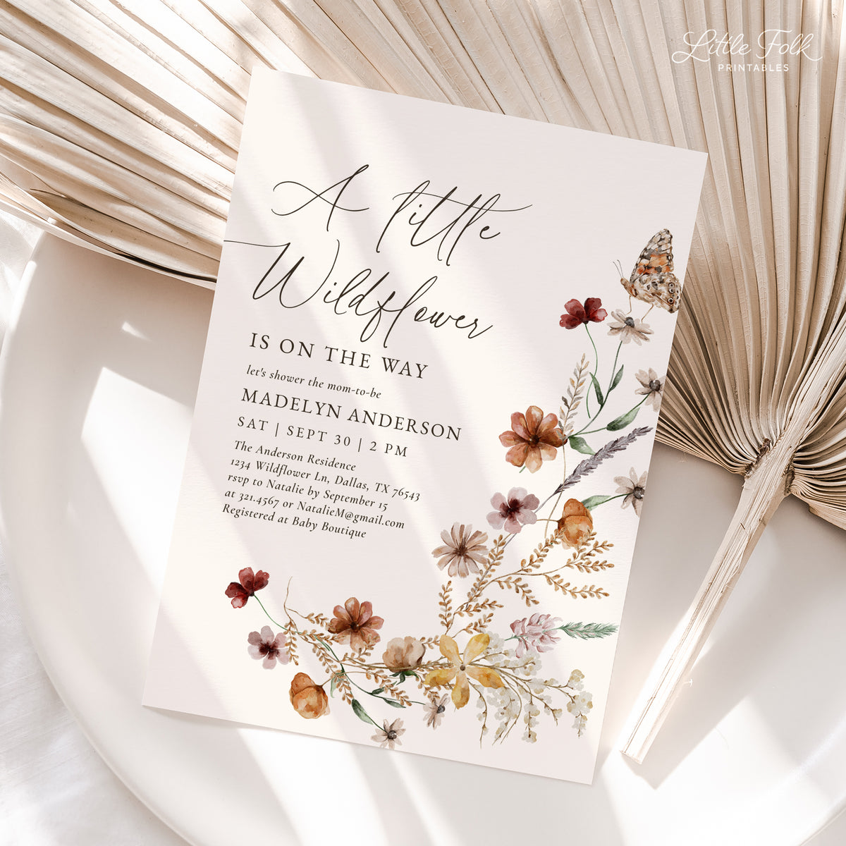 Boho Wildflower Baby Shower Invitation (Little Wildflower)