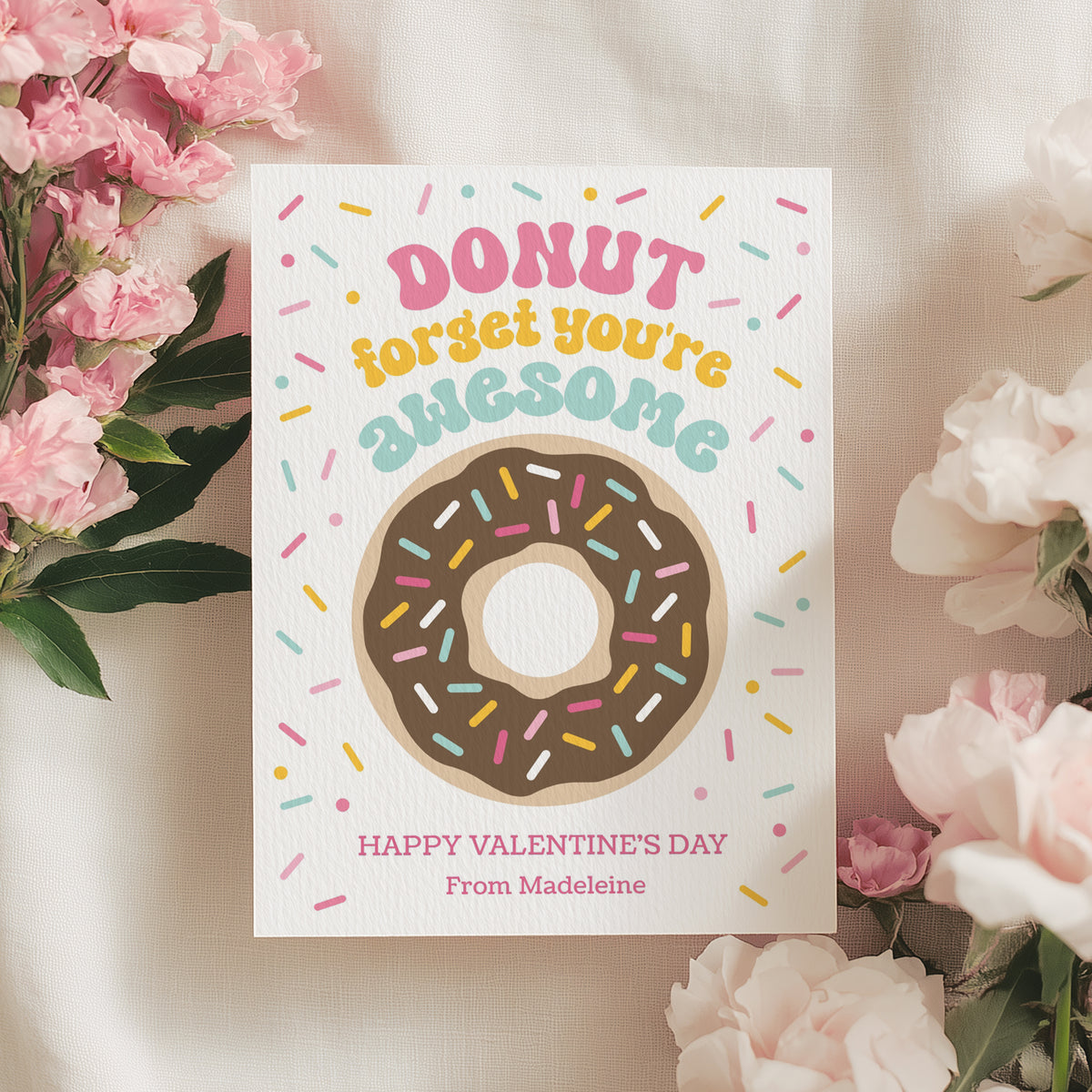 Chocolate Donut Valentine's Card Template