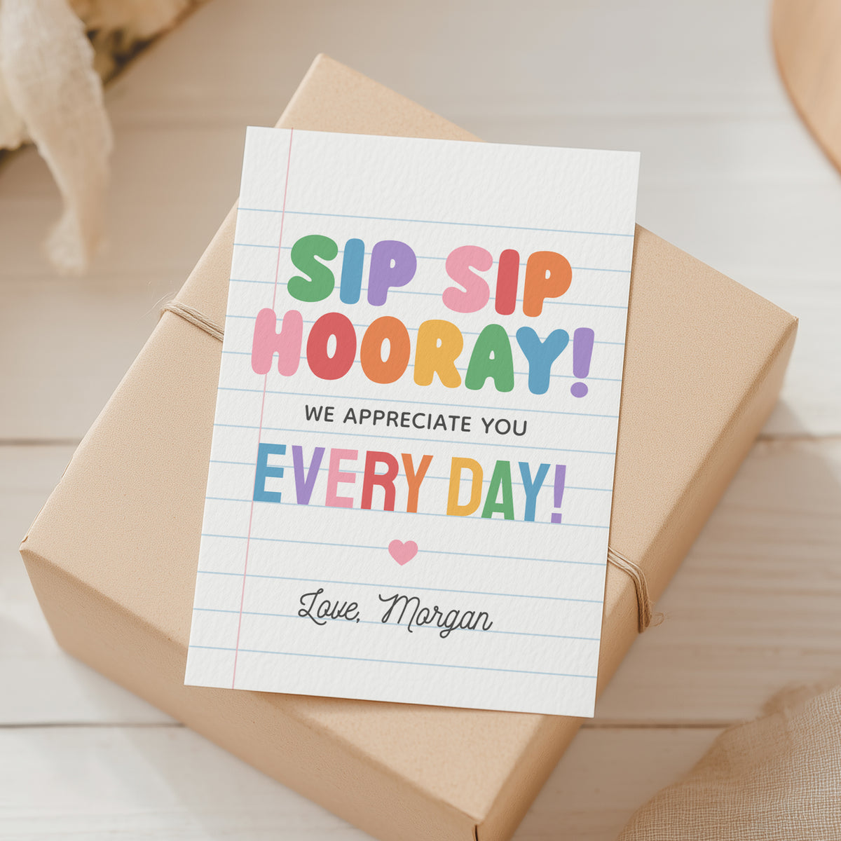 Sip Sip Hooray Notebook Teacher Appreciation Tag Template
