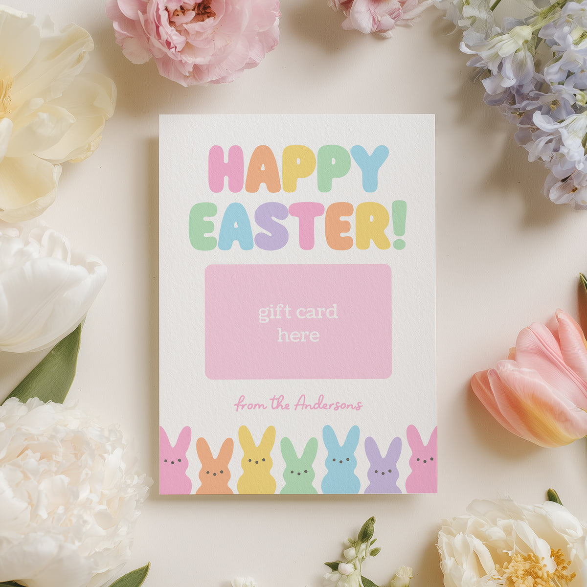 Pastel Bunnies Happy Easter Gift Card Holder