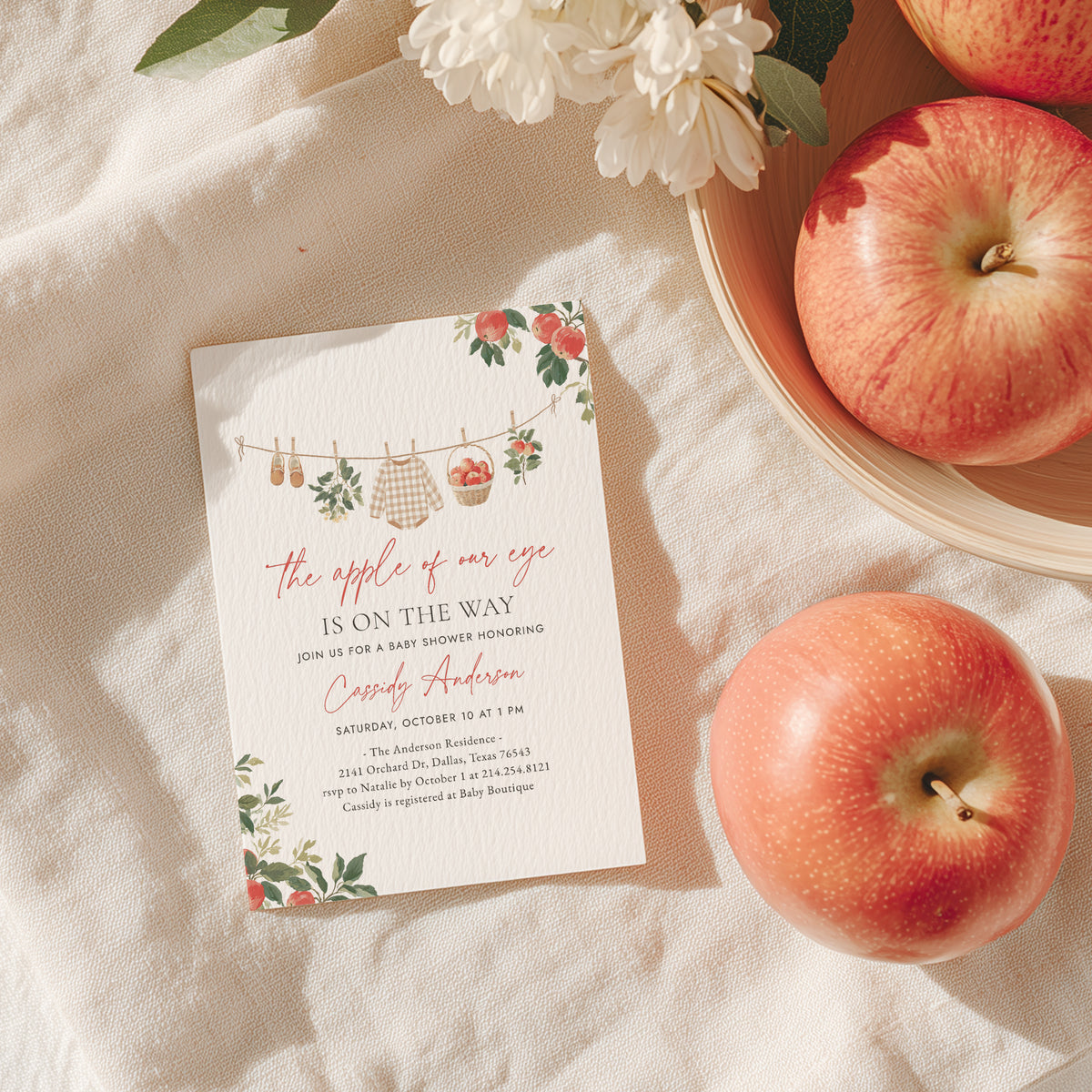 Apple of Our Eye Baby Shower Invitation Template