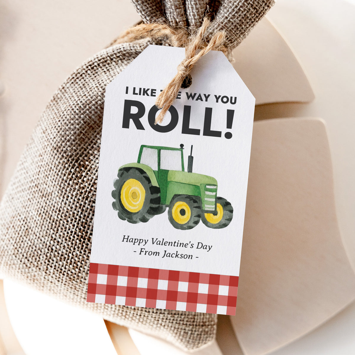 Tractor Valentine's Tag Template