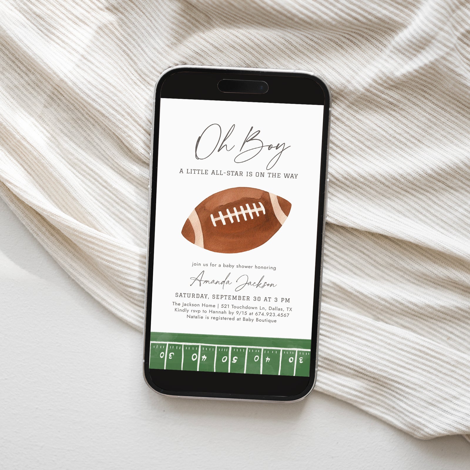 Electronic Football Baby Shower Invitation Template