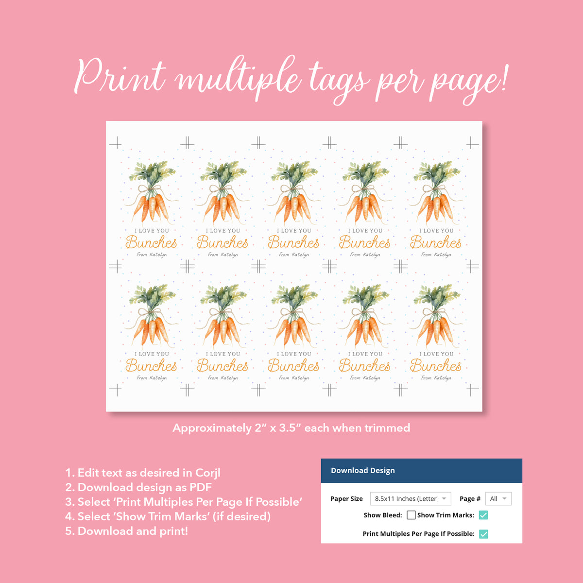 Love You Bunches Easter Tag Template