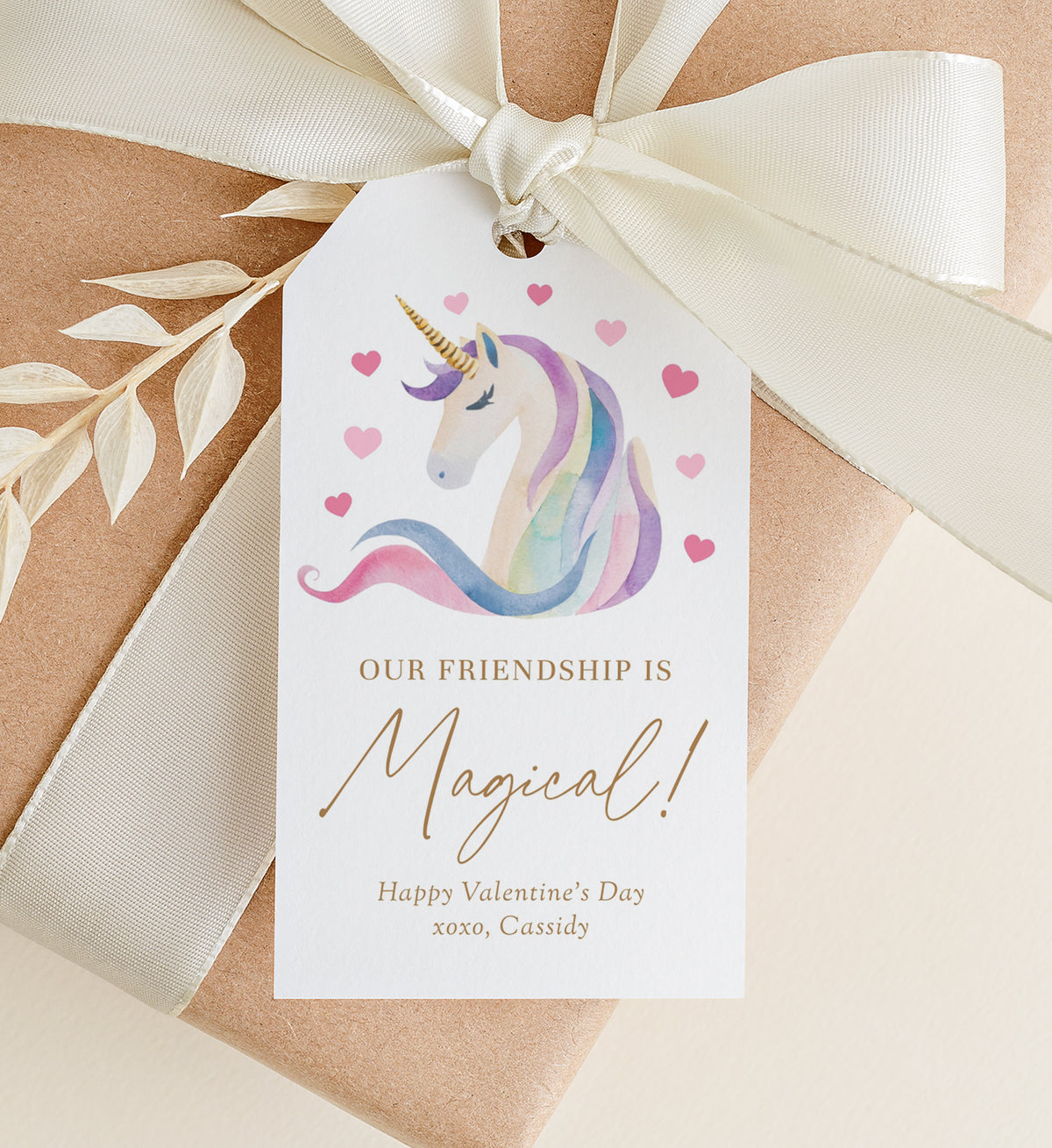 Unicorn Valentine's Tag Template