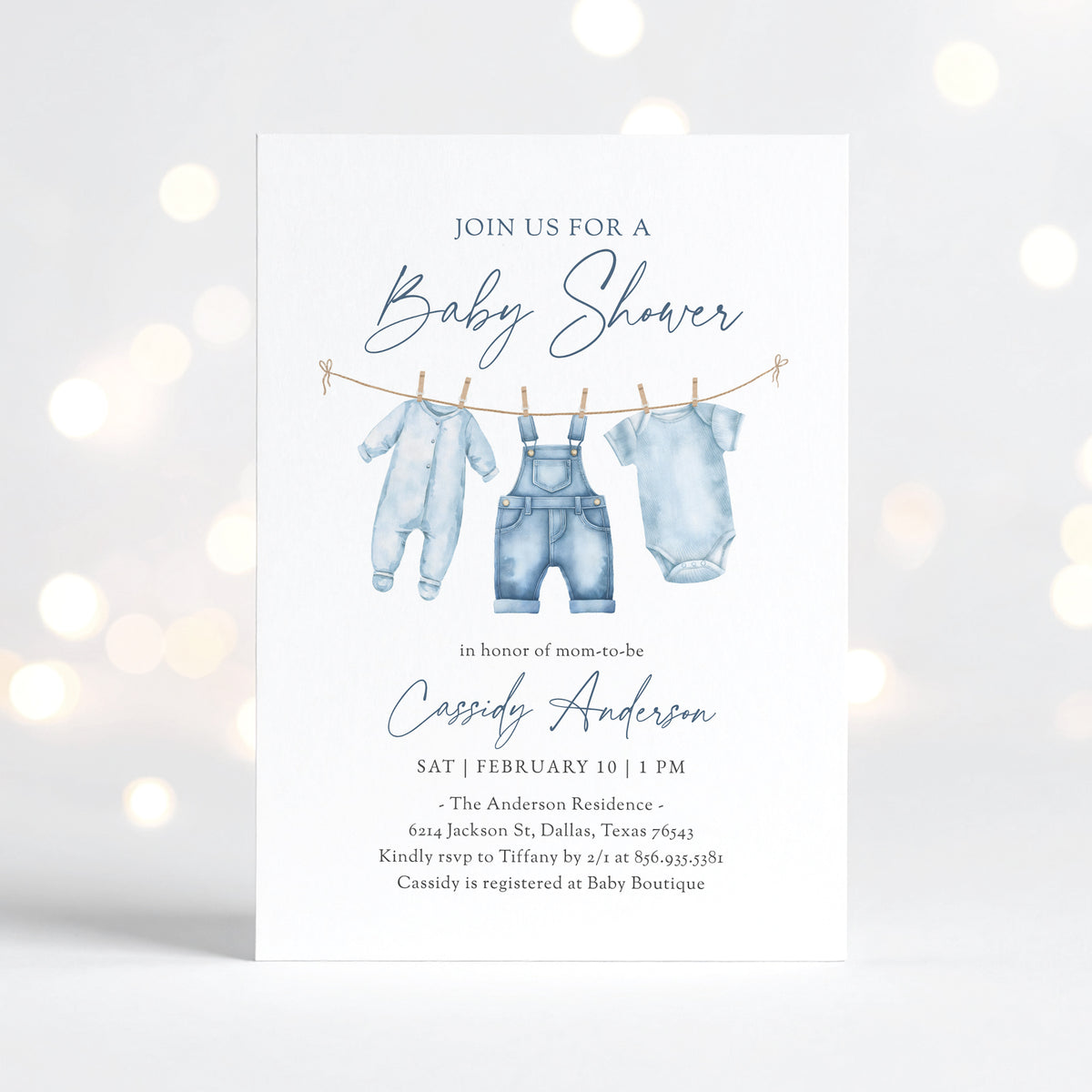 Blue Jean Baby Shower Invitation