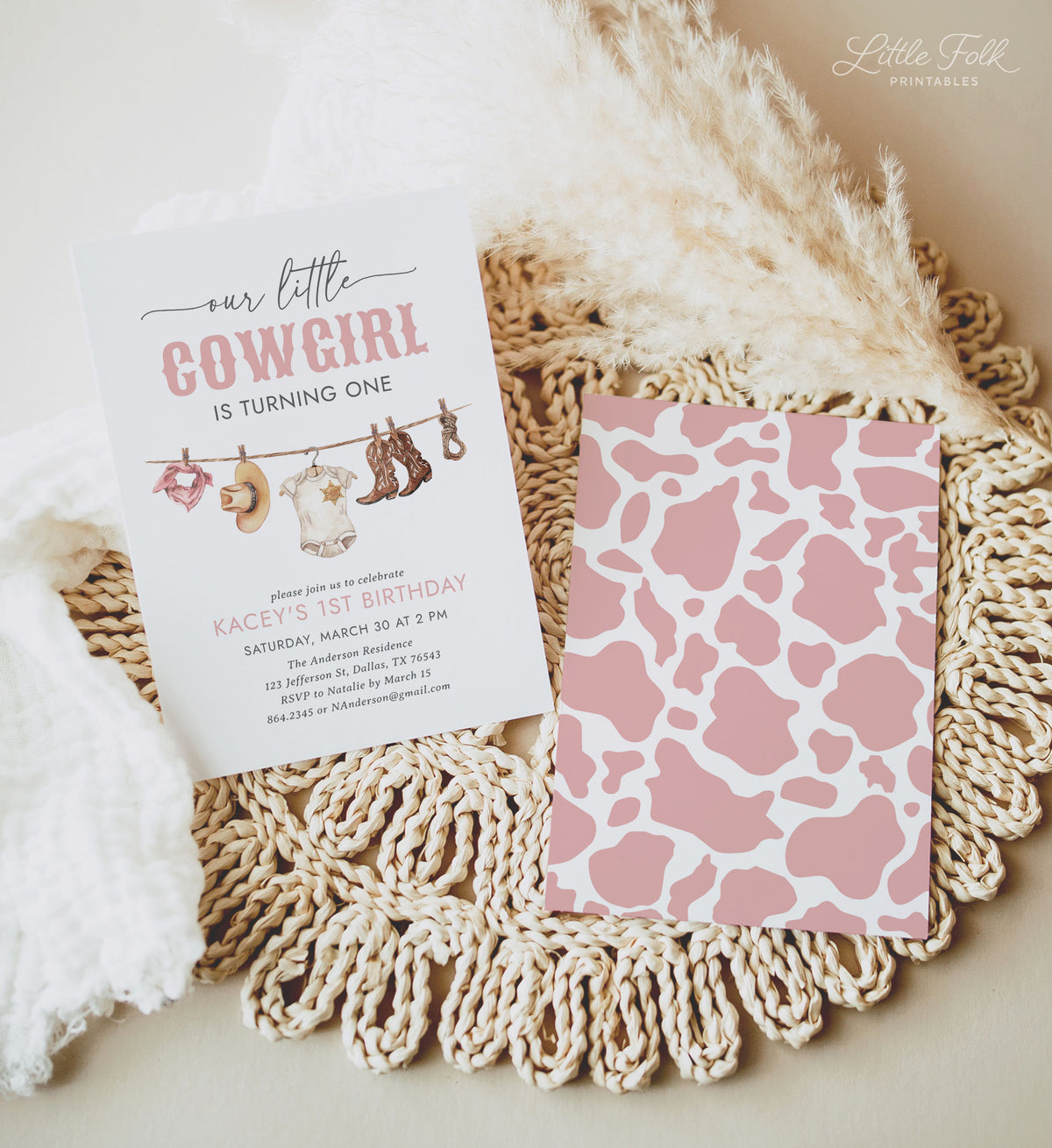 Editable Pink Cowgirl Birthday Invitation Template