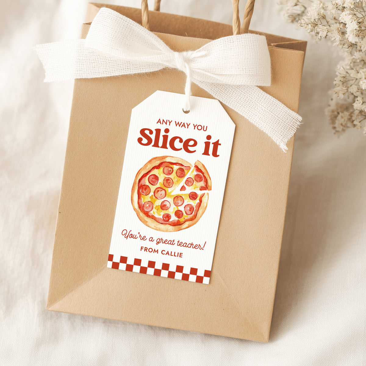 Pizza Teacher Appreciation Tag Template