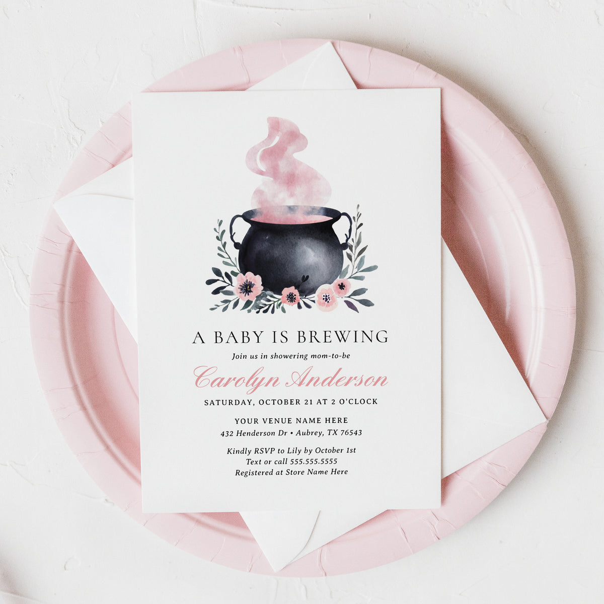 A Baby is Brewing Girl Baby Shower Invitation Template