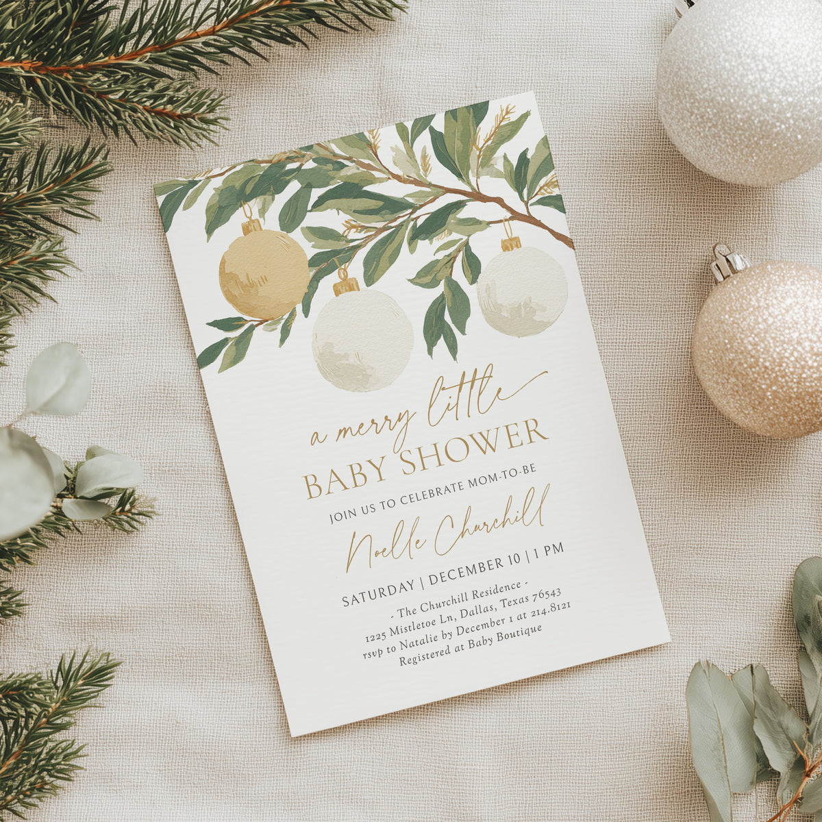 Christmas Ornament Baby Shower Invitation