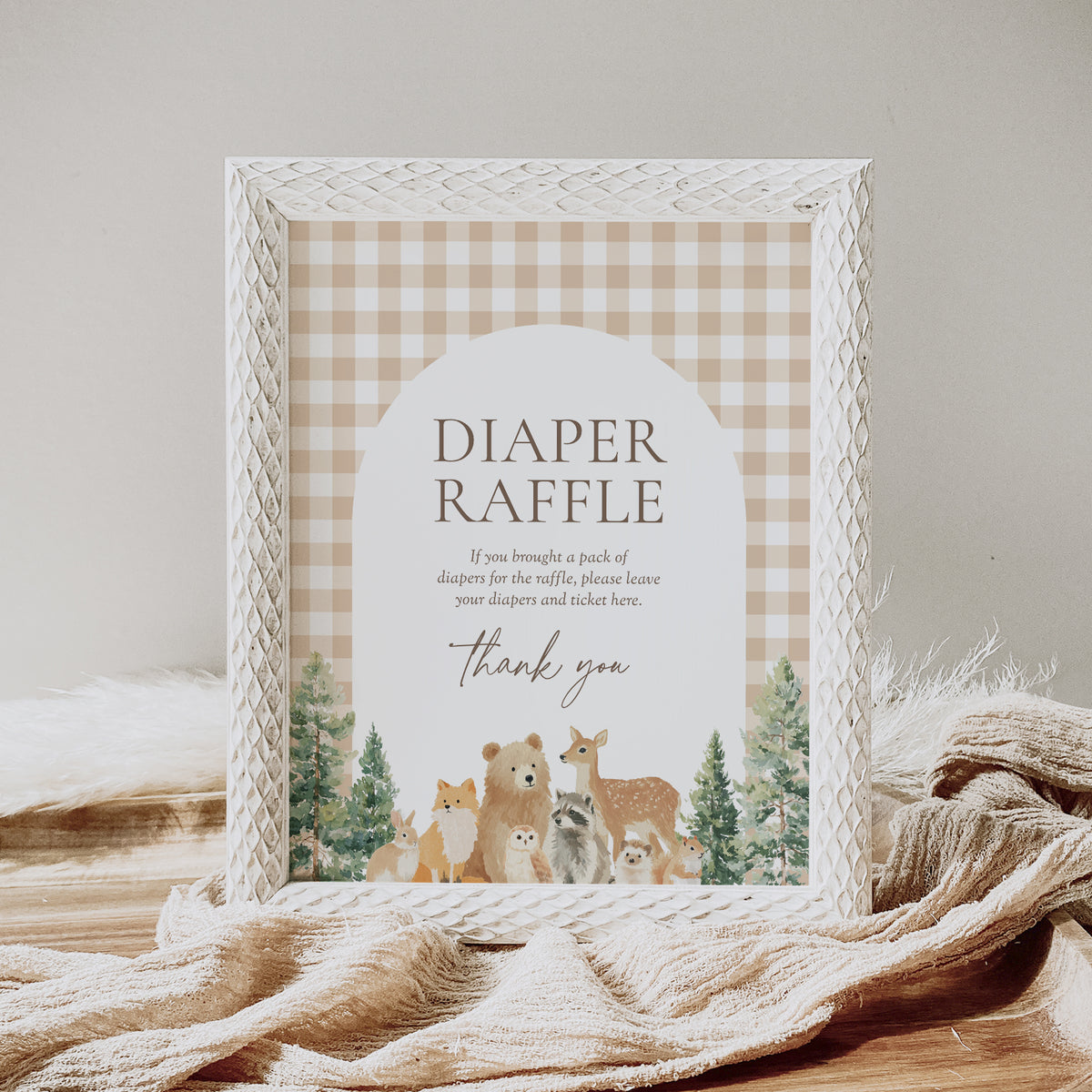 Woodland Gingham Baby Shower Sign Bundle