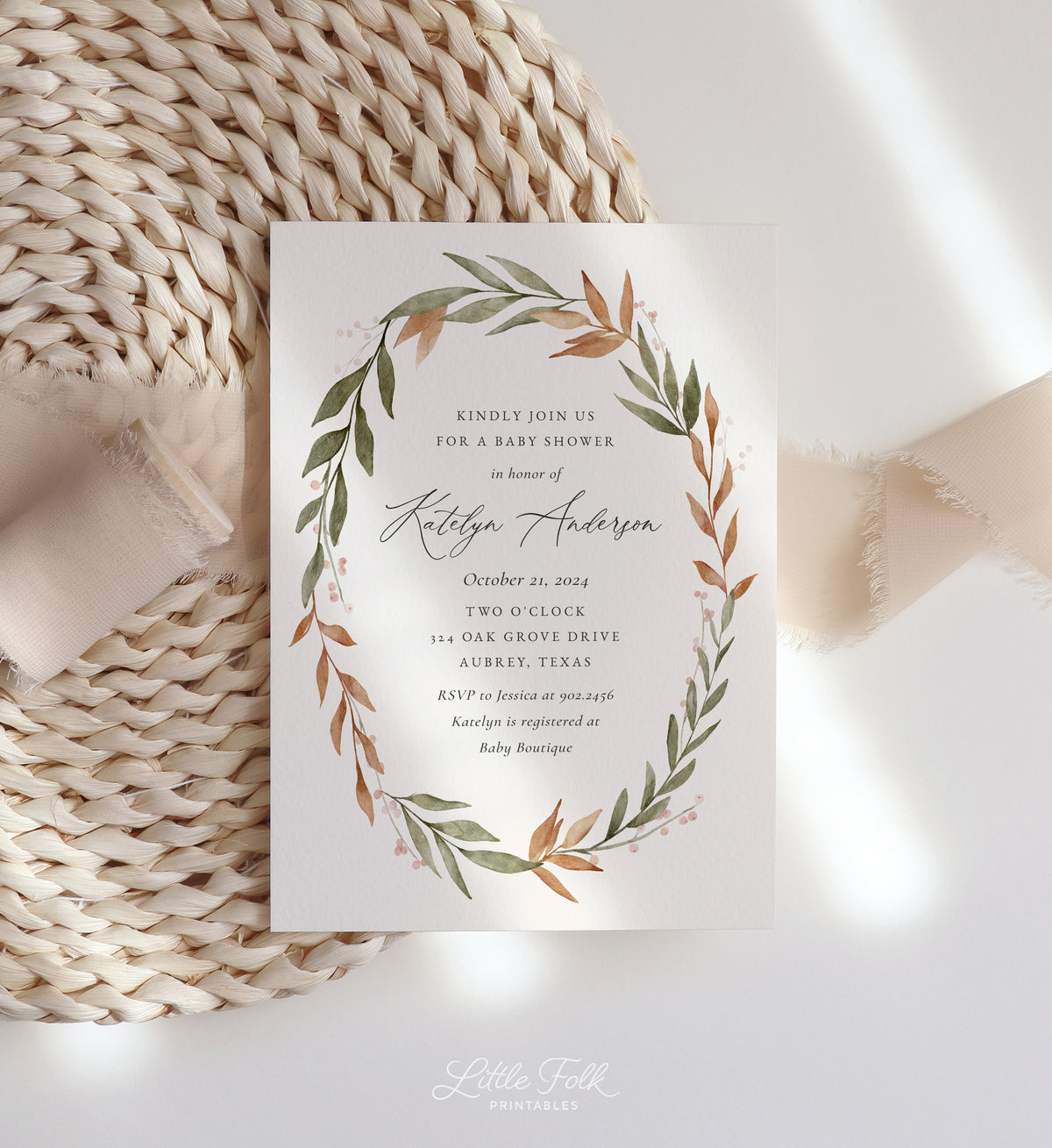 Fall Foliage Baby Shower Invitation