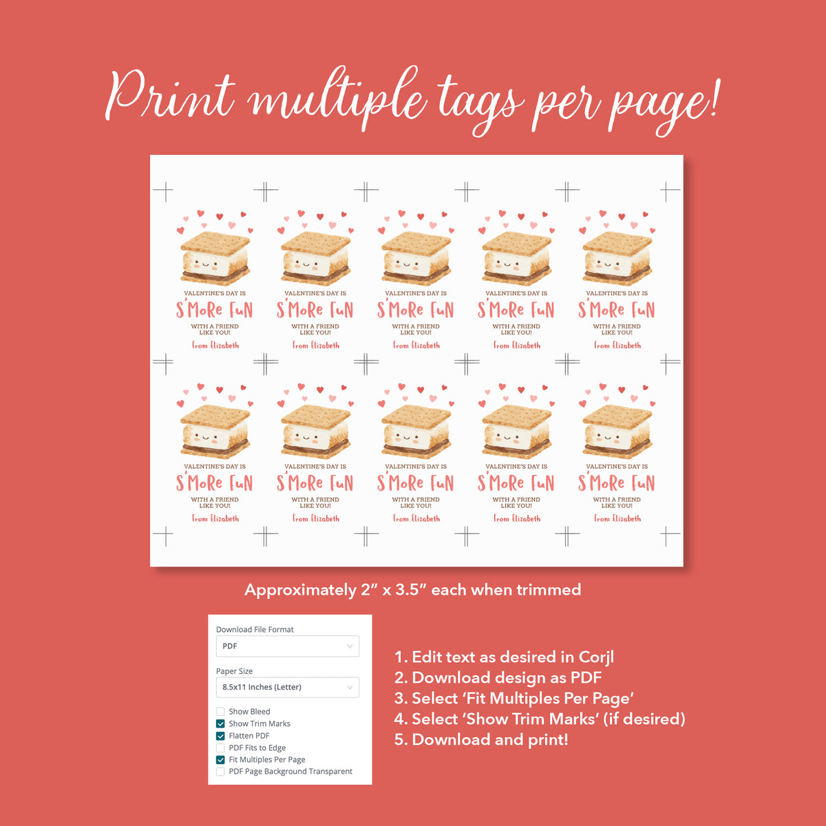 S'more Valentine's Tag Template