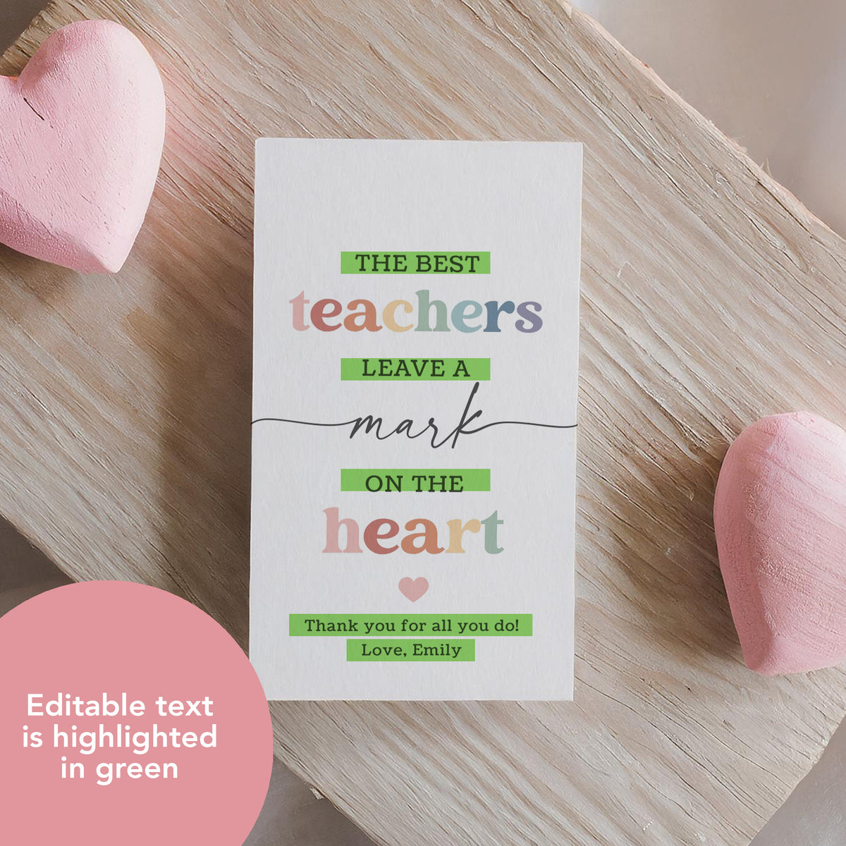 Mark on the Heart Teacher Appreciation Tag Template
