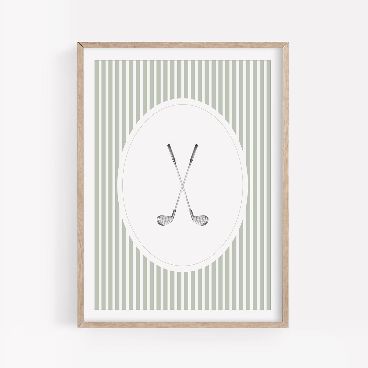 Sage Green Vintage Golf Clubs Print